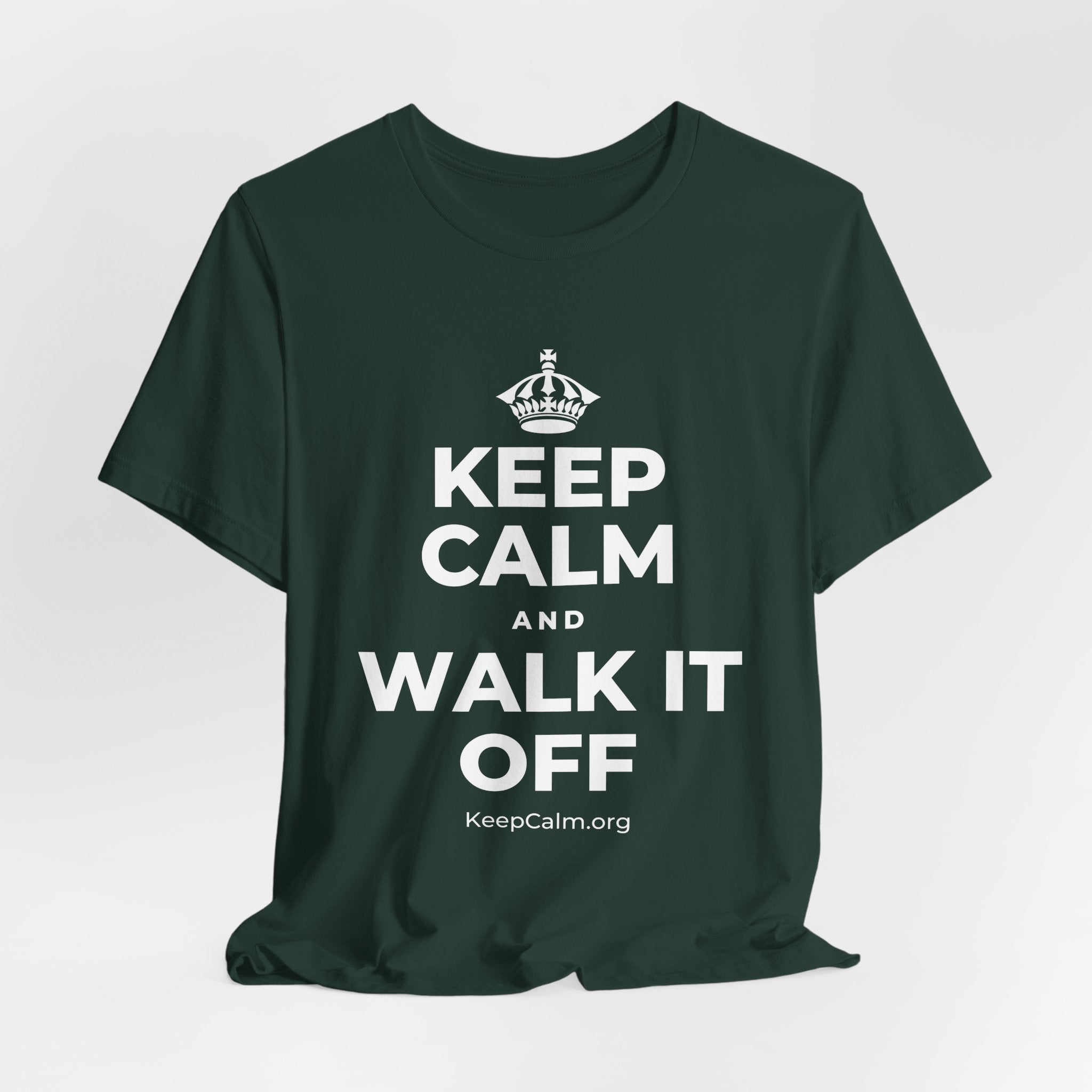 KEEP CALM AND WALK IT OFF T-Shirt (White–Asphalt)