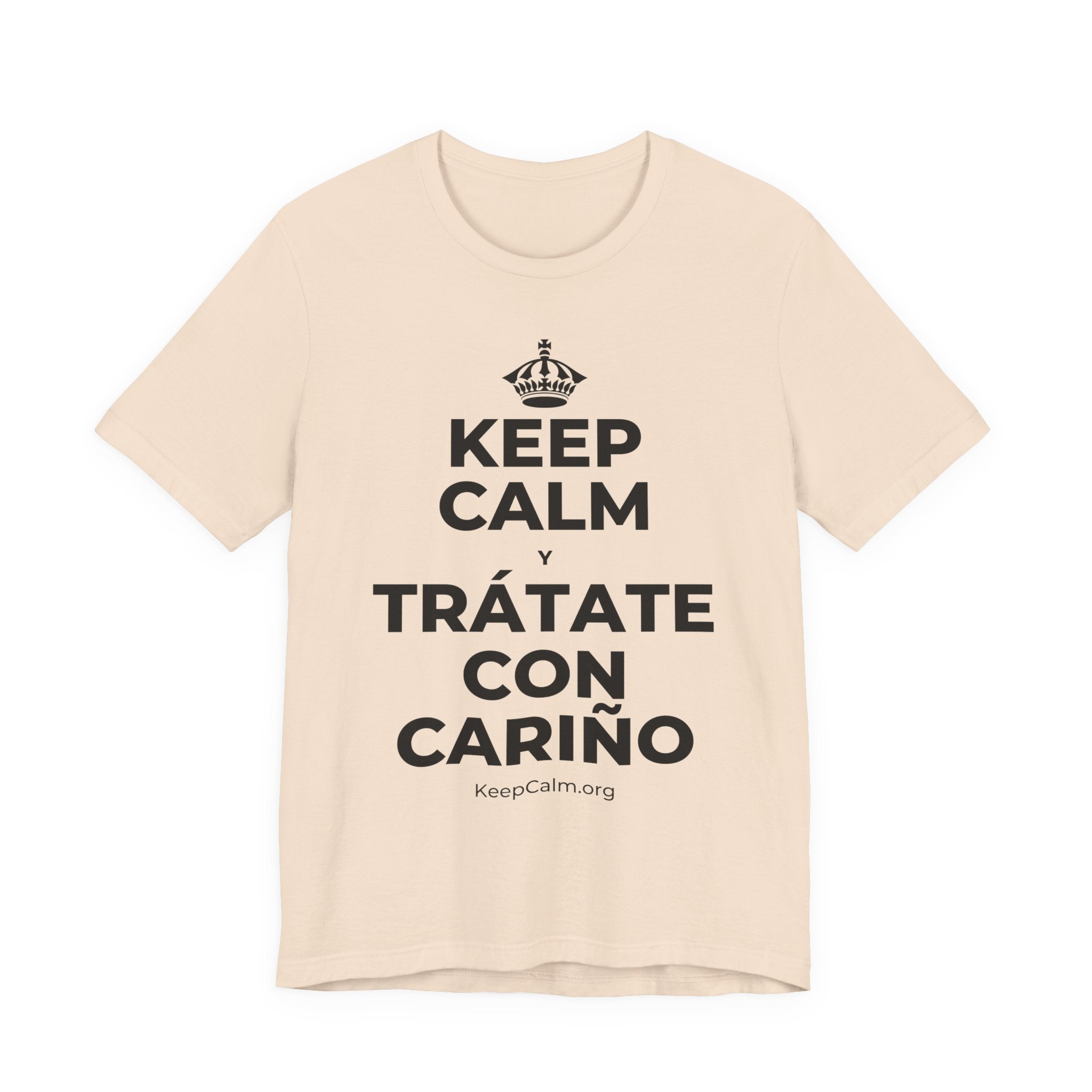KEEP CALM Y TRÁTATE CON CARIÑO T-Shirt (Soft Cream–Heather Mauve)