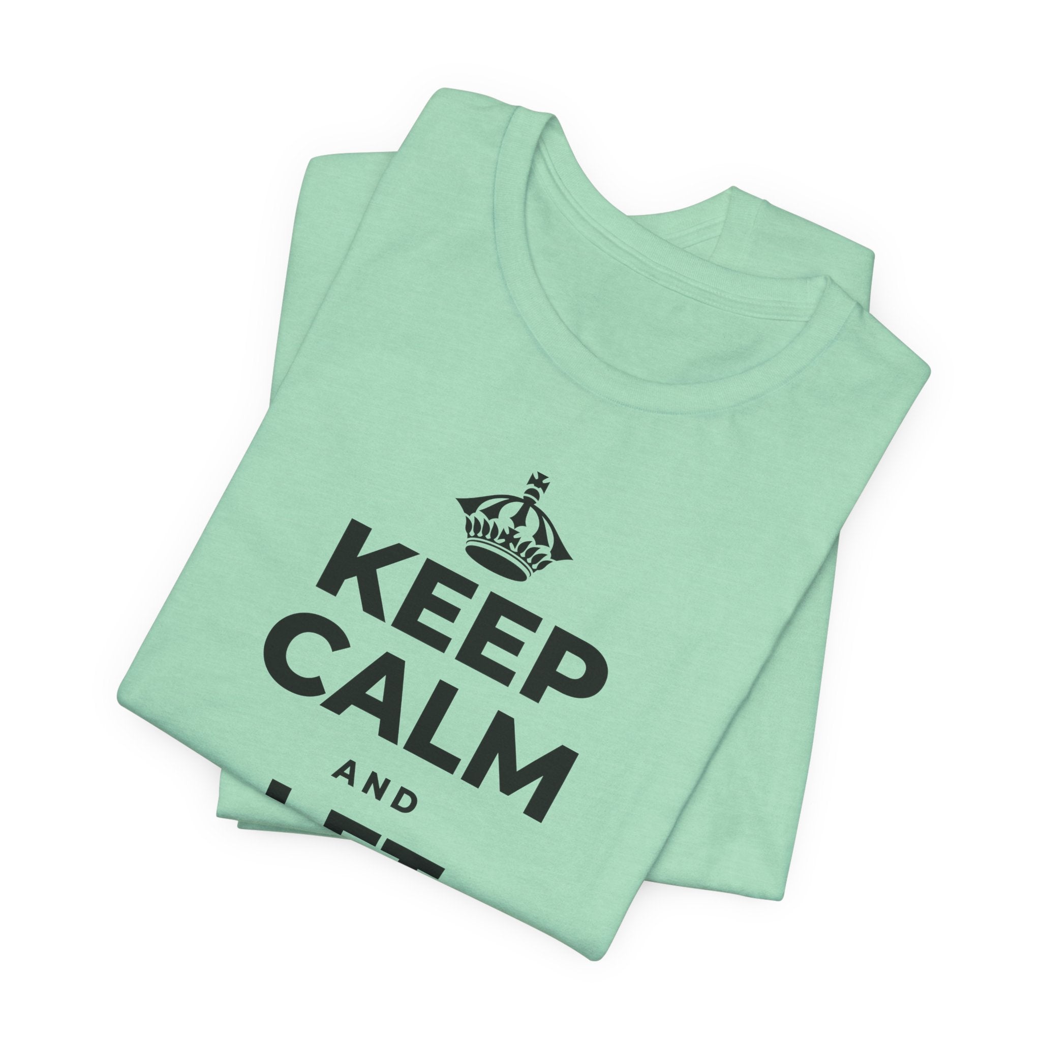 KEEP CALM AND LET YOURSELF ENJOY IT T-Shirt (Baby Blue–Silver)