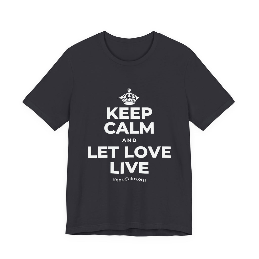 KEEP CALM AND LET LOVE LIVE T-Shirt (Baby Blue–Silver)