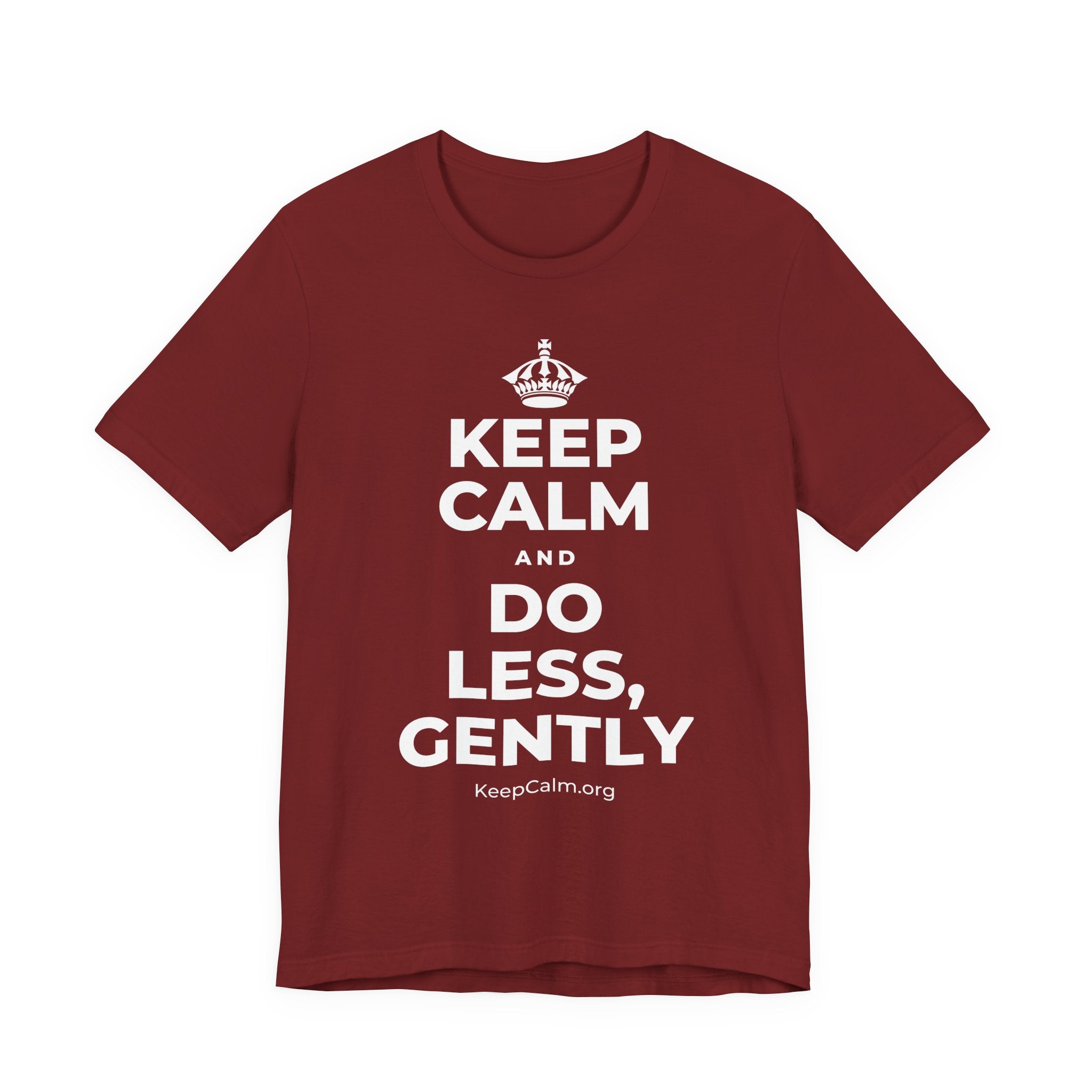 KEEP CALM AND DO LESS, GENTLY T-Shirt (Baby Blue–Silver)