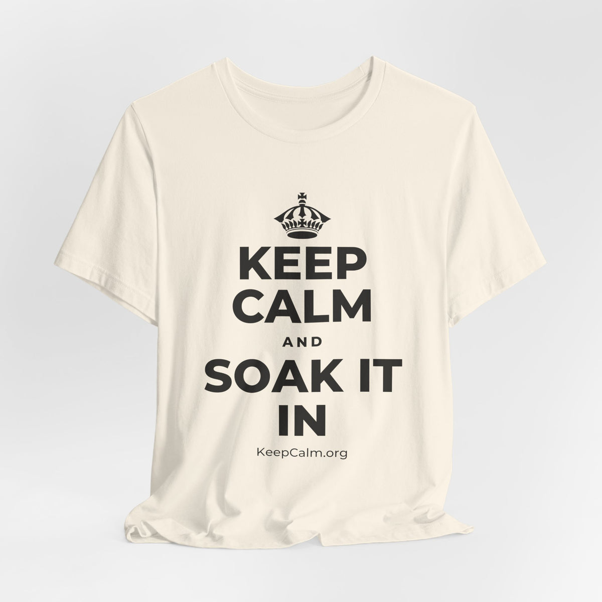 KEEP CALM AND SOAK IT IN T-Shirt (White–Asphalt)