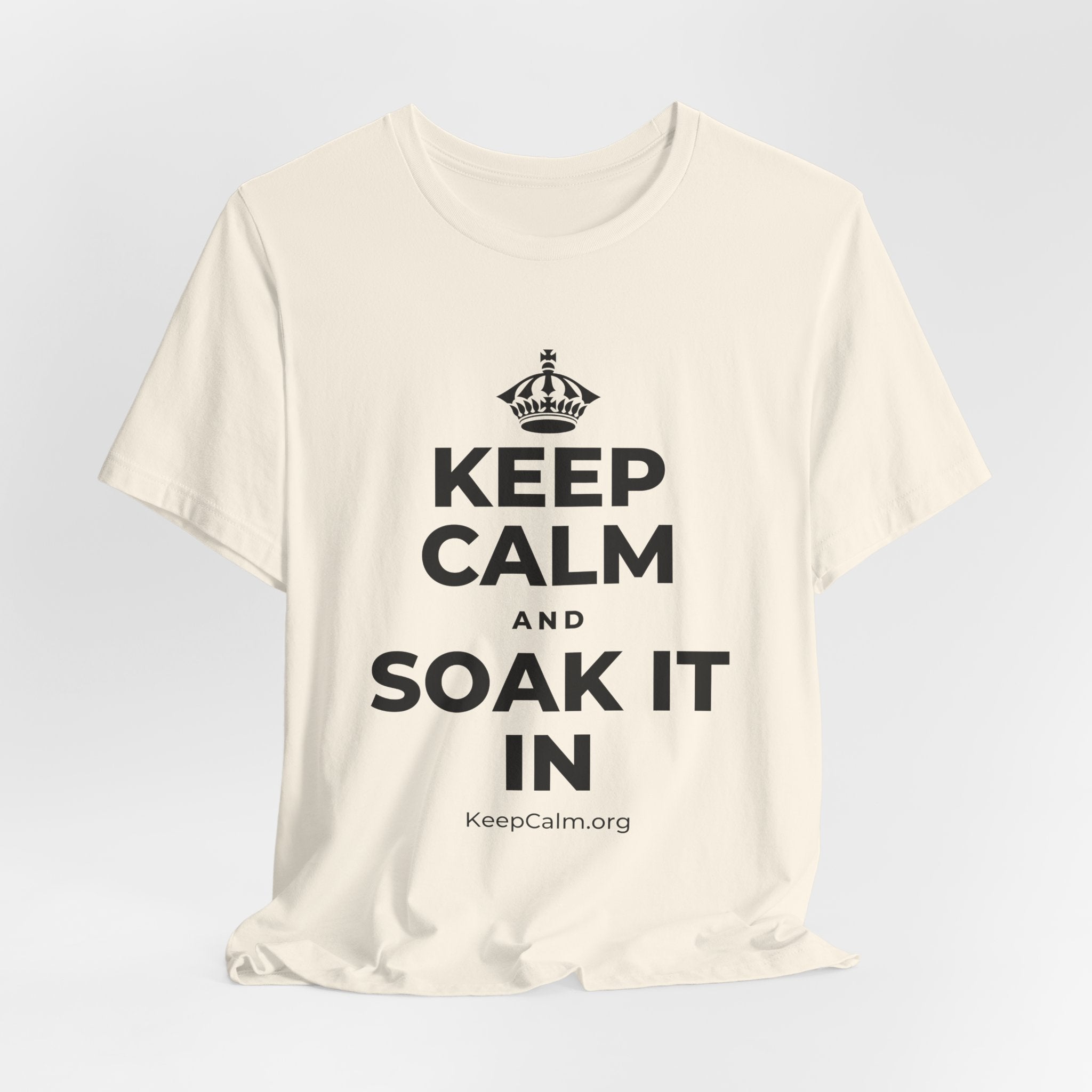 KEEP CALM AND SOAK IT IN T-Shirt (White–Asphalt)