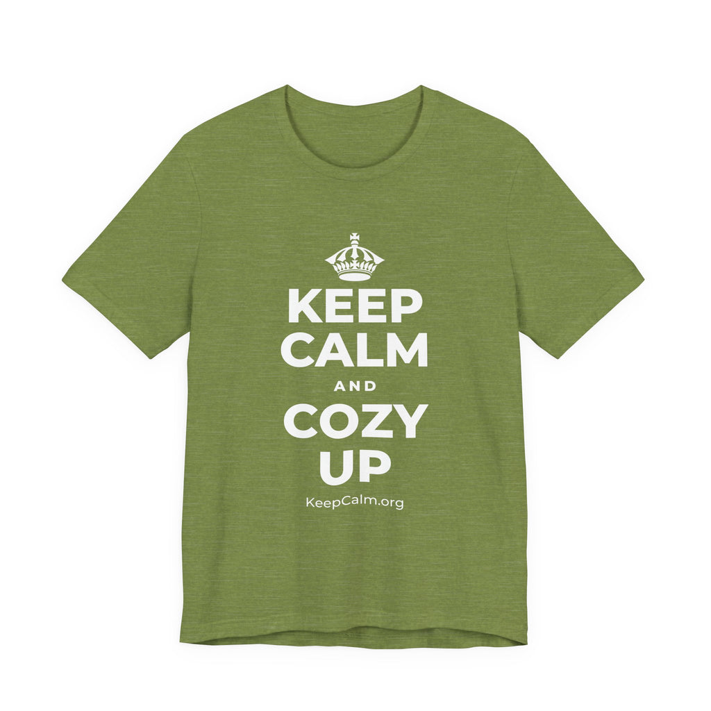 KEEP CALM AND COZY UP T-Shirt (Baby Blue–Silver)