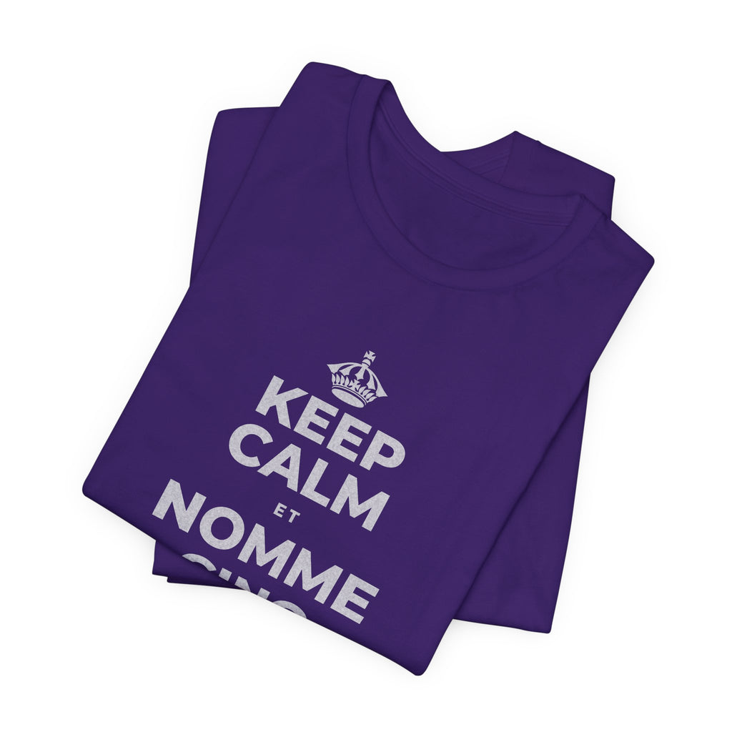 KEEP CALM ET NOMME CINQ CHOSES QUE TU VOIS T-Shirt (Soft Cream–Heather Mauve)