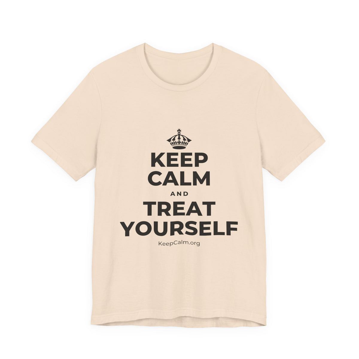 KEEP CALM AND TREAT YOURSELF T-Shirt (Soft Cream–Heather Mauve)