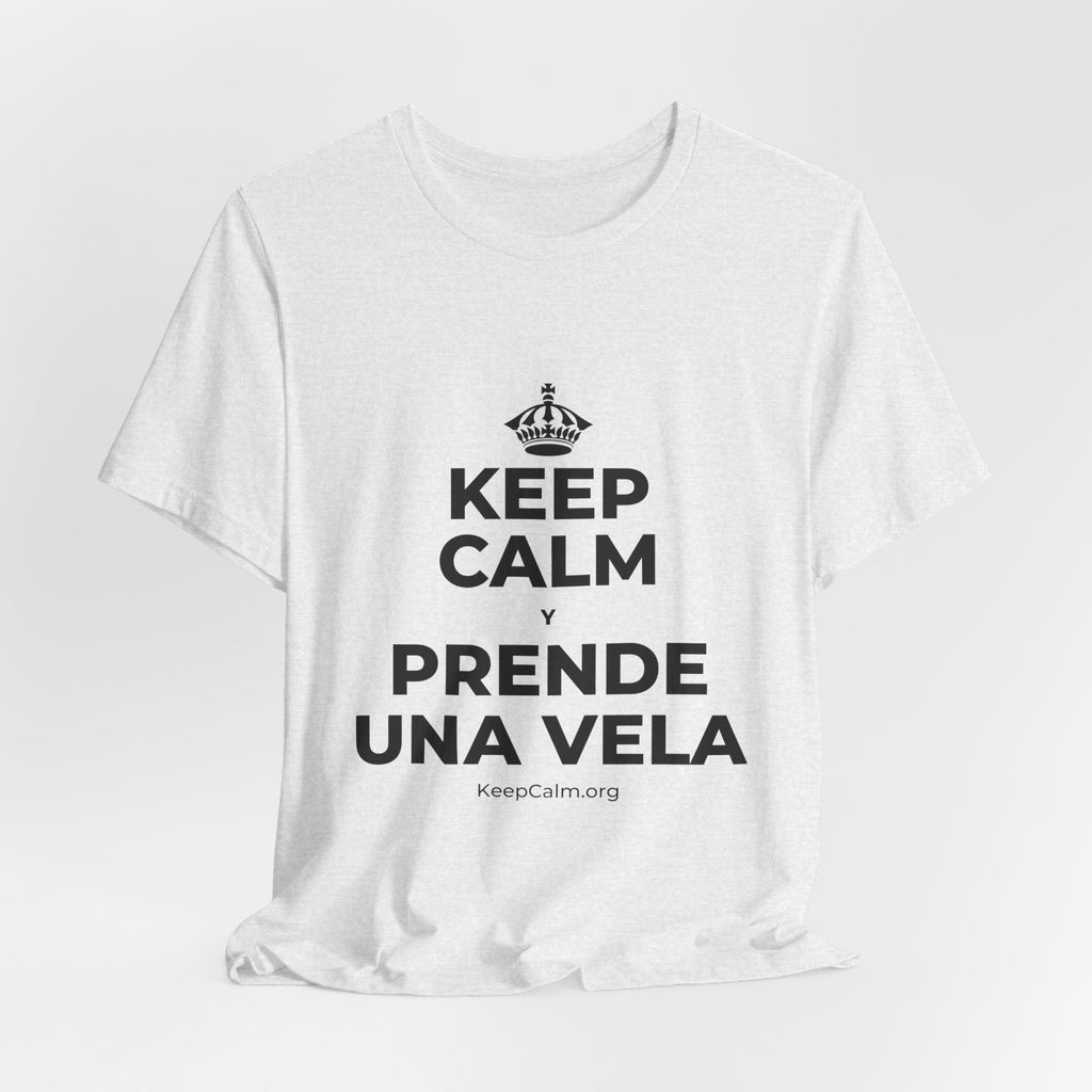 KEEP CALM Y PRENDE UNA VELA T-Shirt (Soft Cream–Heather Mauve)