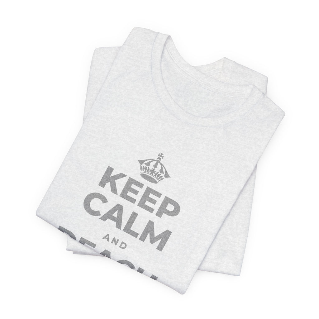 KEEP CALM AND REACH OUT FIRST T-Shirt (Soft Cream–Heather Mauve)
