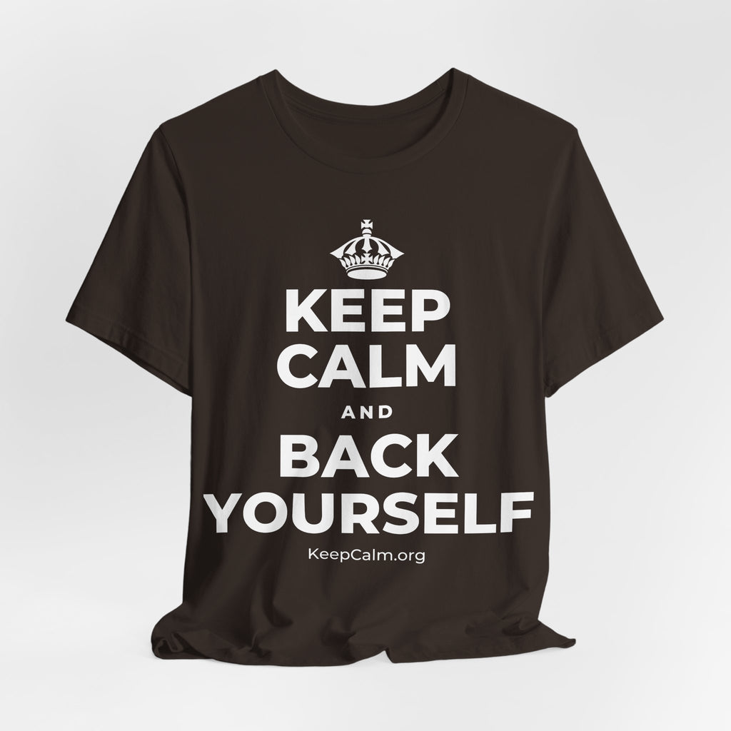 KEEP CALM AND BACK YOURSELF T-Shirt (Soft Cream–Heather Mauve)