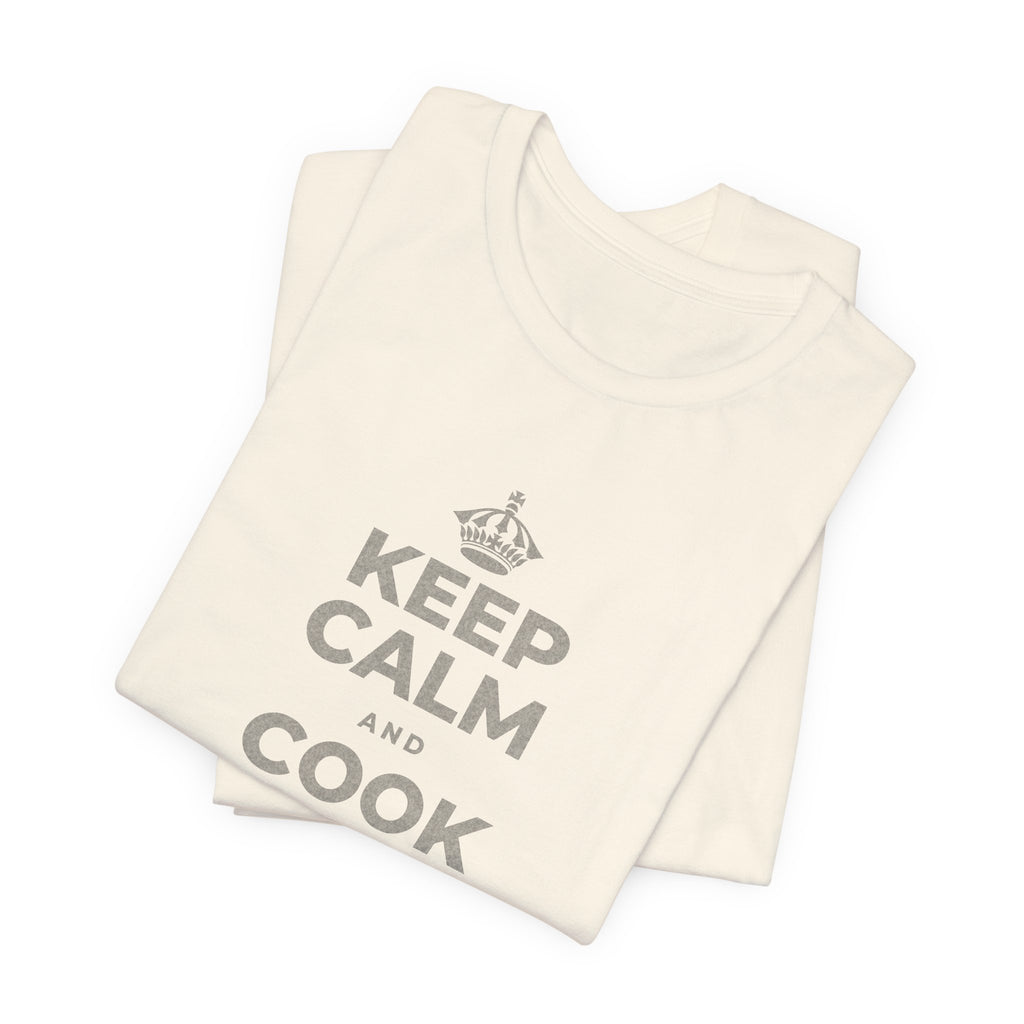 KEEP CALM AND COOK SOMETHING T-Shirt (White–Asphalt)