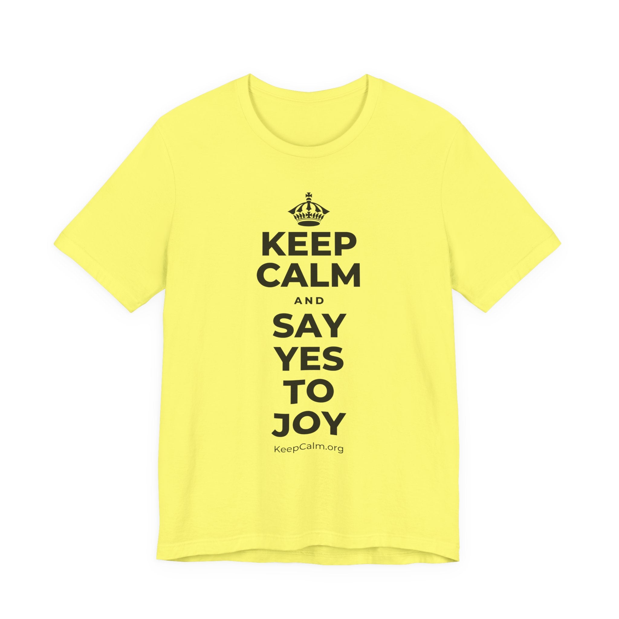 KEEP CALM AND SAY YES TO JOY T-Shirt (Soft Cream–Heather Mauve)