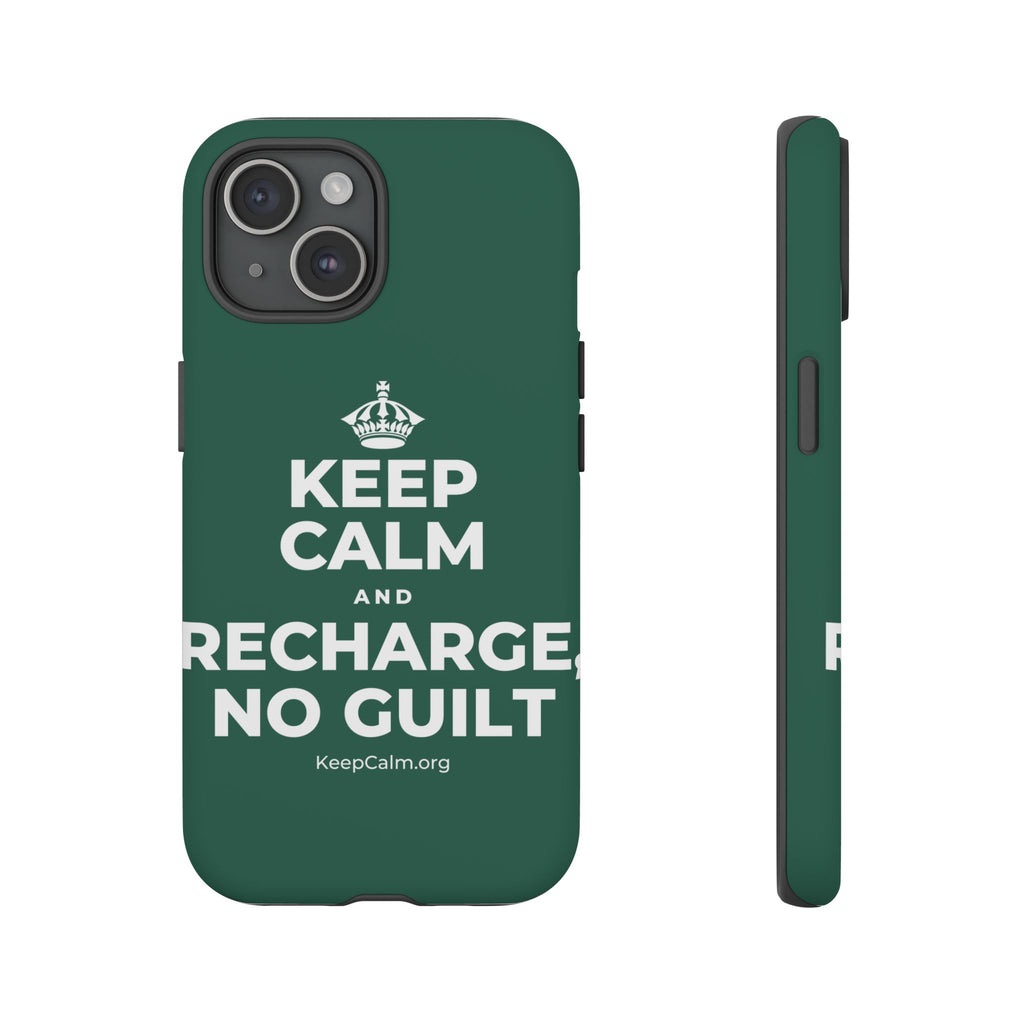 KEEP CALM AND RECHARGE, NO GUILT Phone Case