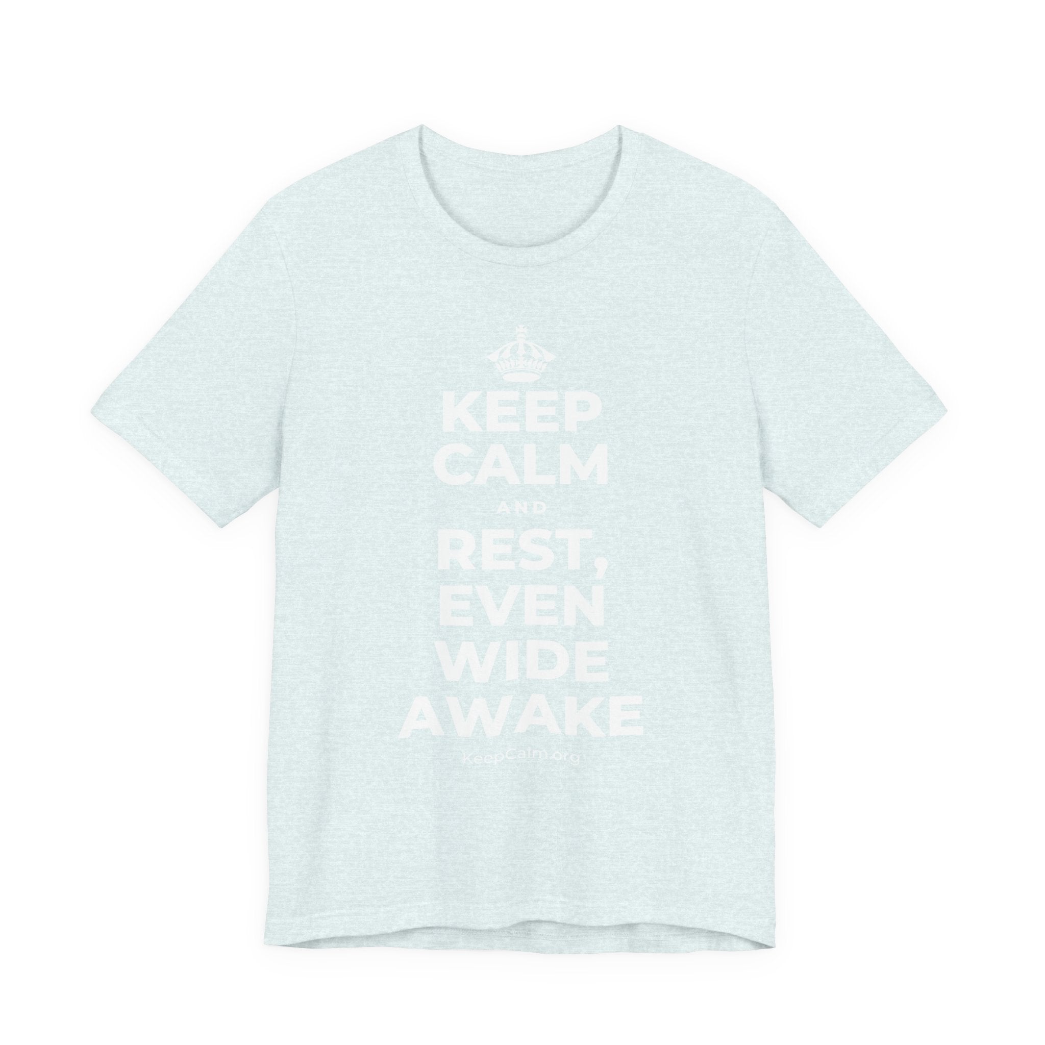 KEEP CALM AND REST, EVEN WIDE AWAKE T-Shirt (Soft Cream–Heather Mauve)