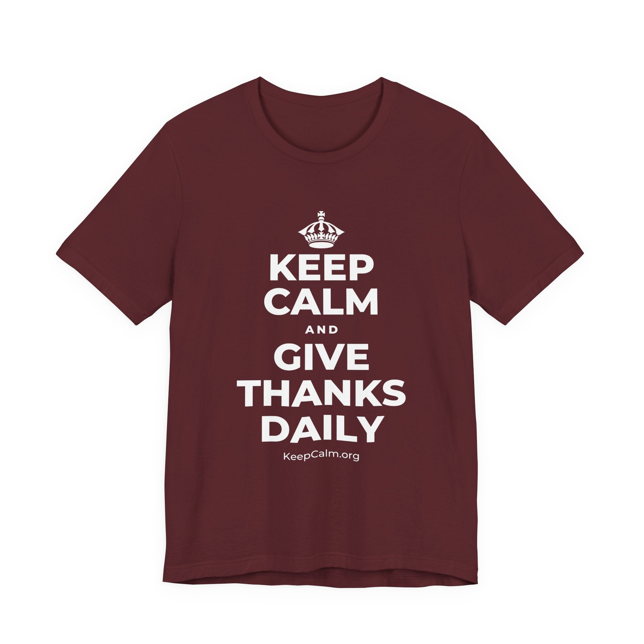 KEEP CALM AND GIVE THANKS DAILY T-Shirt (Baby Blue–Silver)
