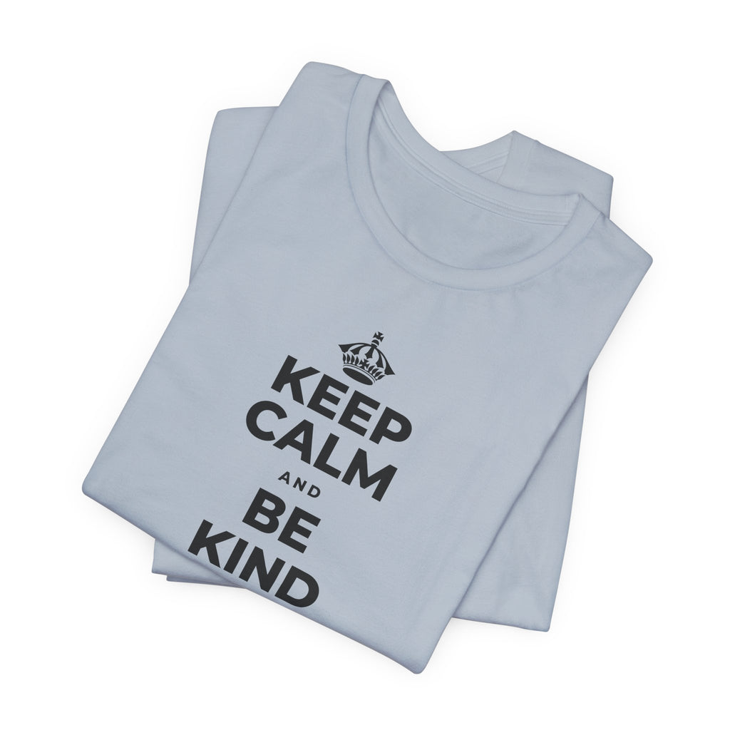 KEEP CALM AND BE KIND TO THE NEW KID T-Shirt (White–Asphalt)