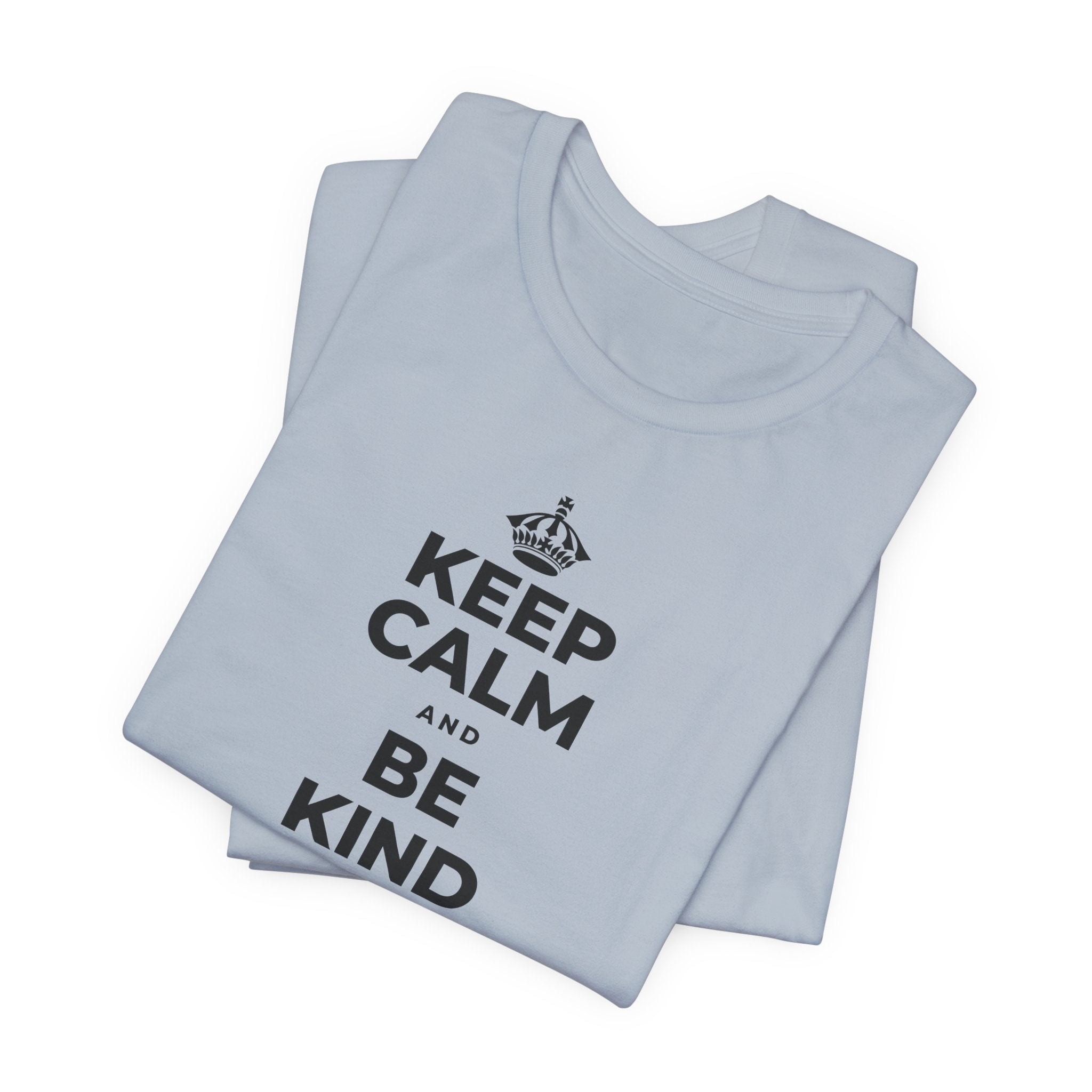 KEEP CALM AND BE KIND TO THE NEW KID T-Shirt (White–Asphalt)