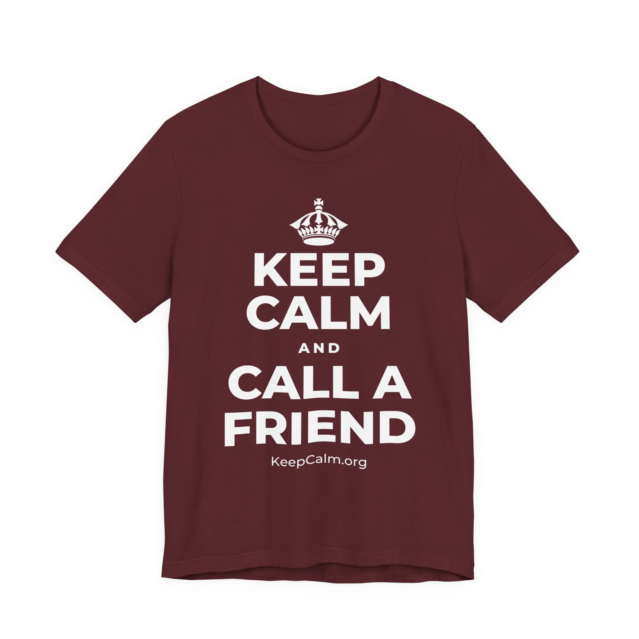 KEEP CALM AND CALL A FRIEND T-Shirt (Baby Blue–Silver)