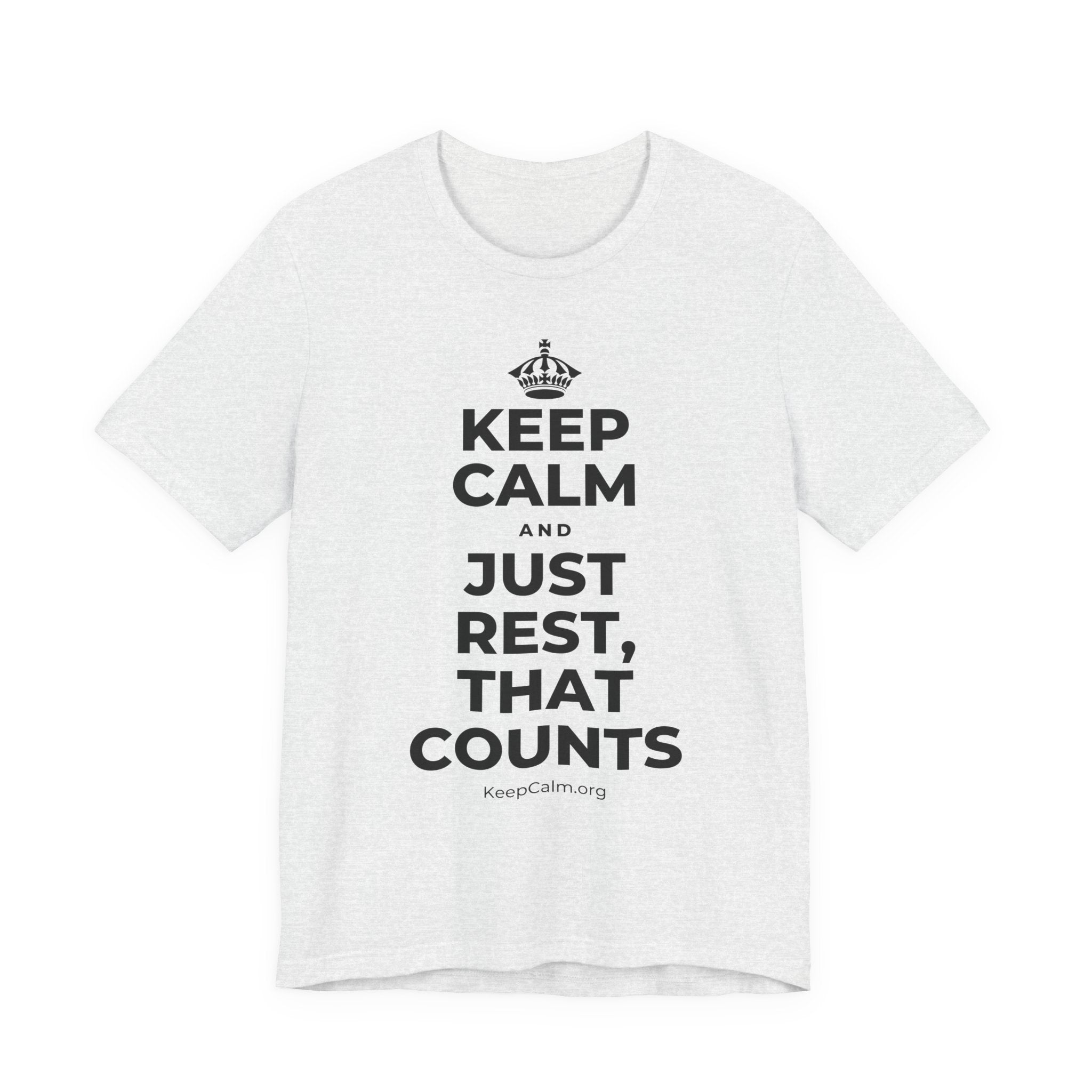 KEEP CALM AND JUST REST, THAT COUNTS T-Shirt (Soft Cream–Heather Mauve)