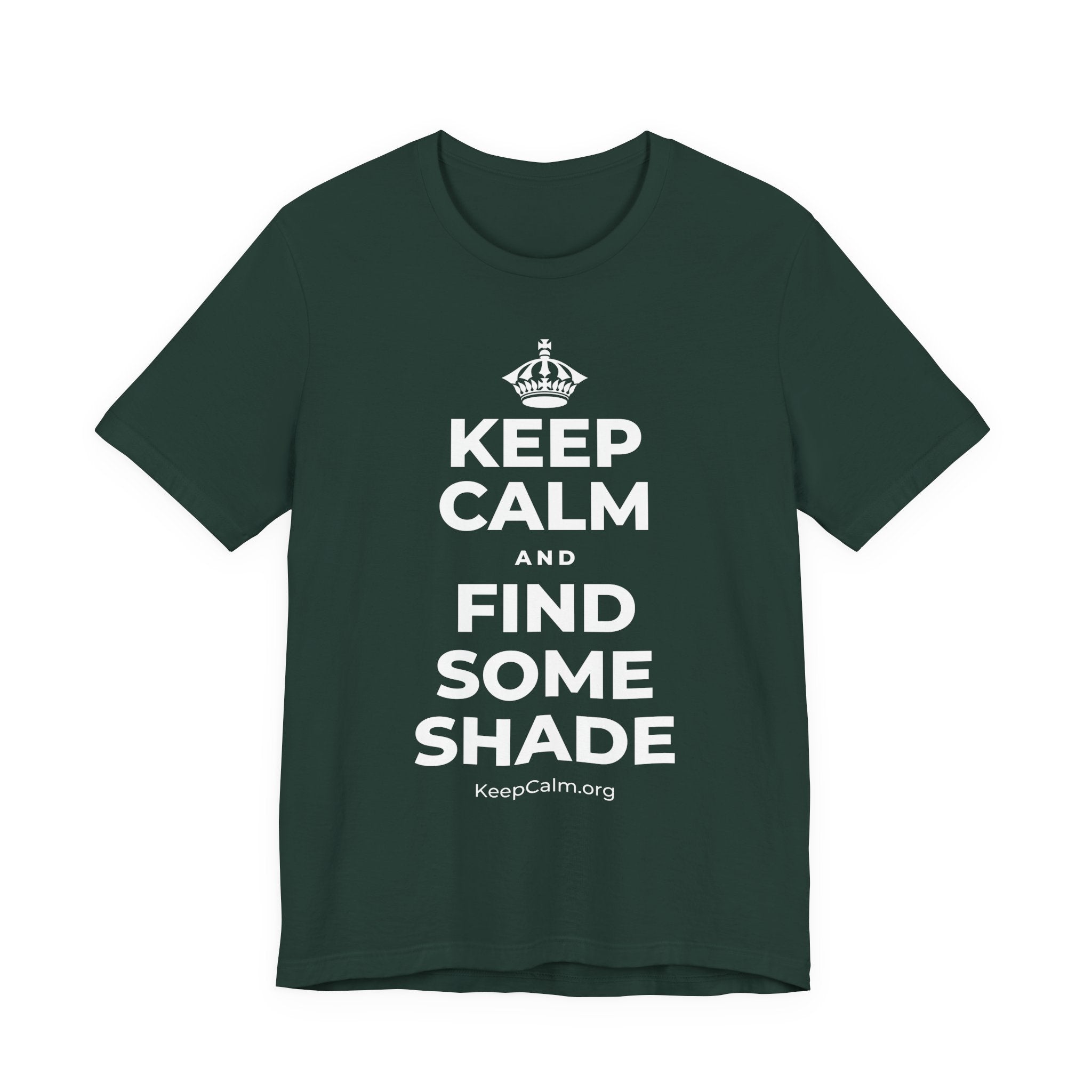 KEEP CALM AND FIND SOME SHADE T-Shirt (White–Asphalt)