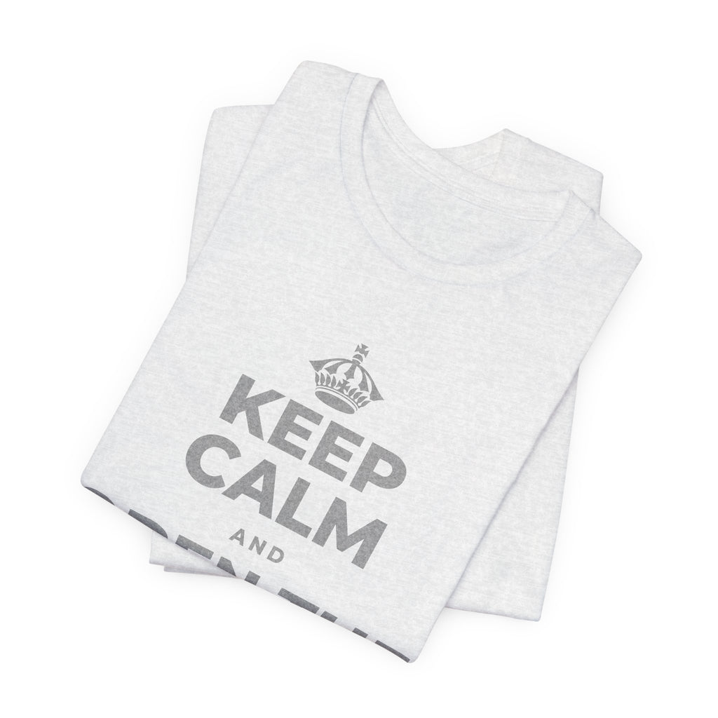 KEEP CALM AND OPEN THE DOOR T-Shirt (Soft Cream–Heather Mauve)