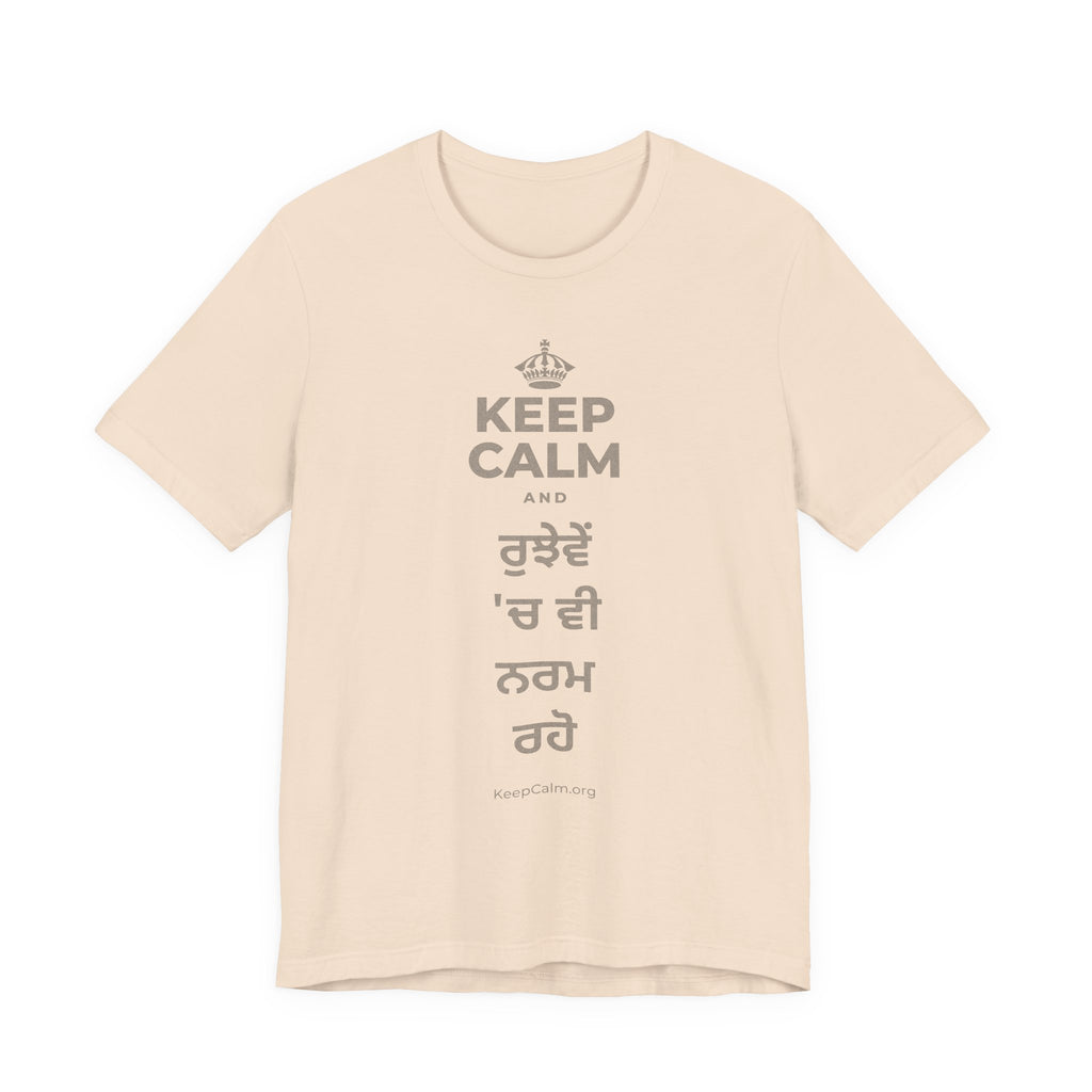 KEEP CALM AND ਰੁਝੇਵੇਂ 'ਚ ਵੀ ਨਰਮ ਰਹੋ T-Shirt (Soft Cream–Heather Mauve)