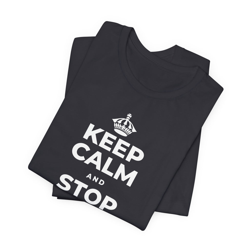 KEEP CALM AND STOP TRYING TO DO IT ALL T-Shirt (Baby Blue–Silver)
