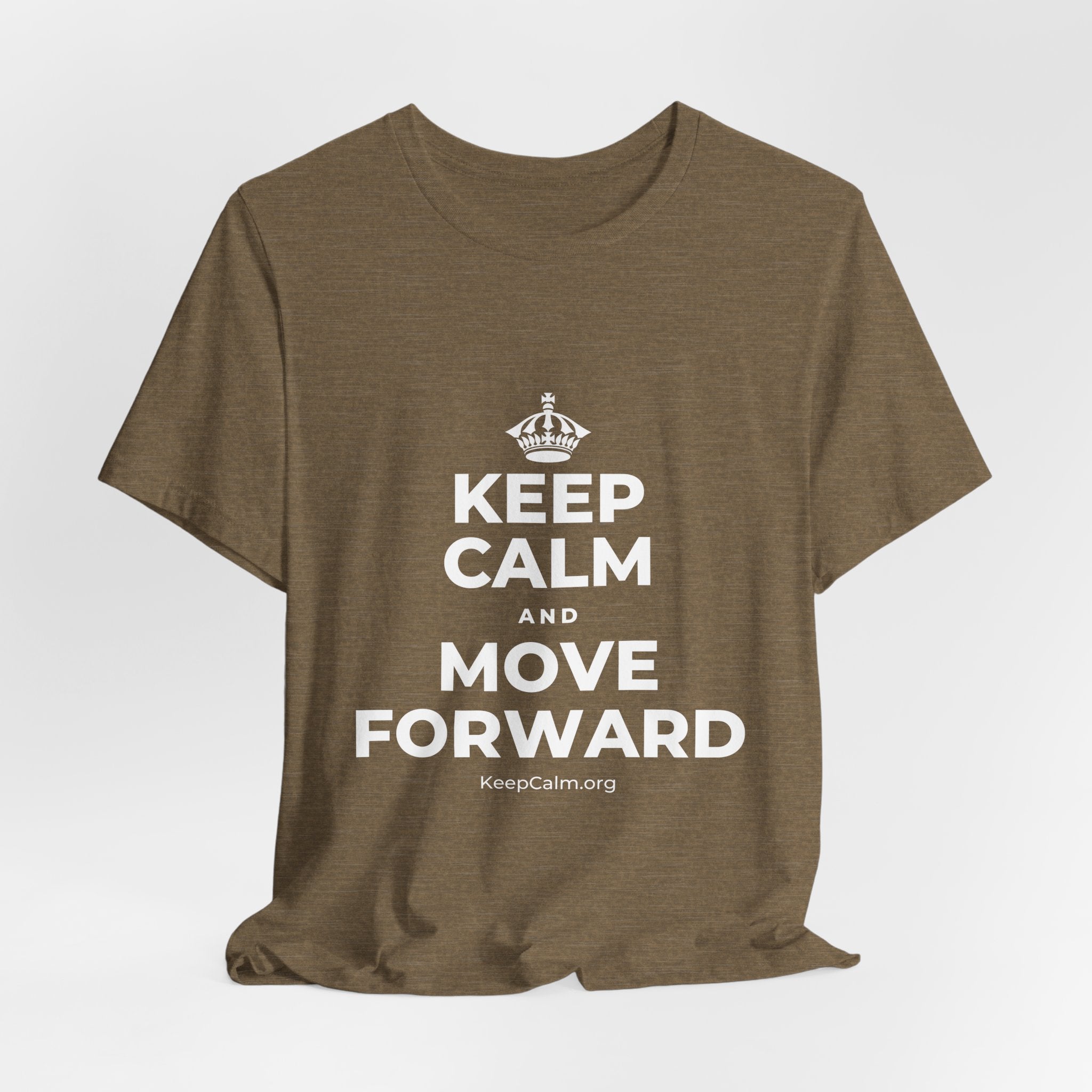 KEEP CALM AND MOVE FORWARD T-Shirt (Soft Cream–Heather Mauve)