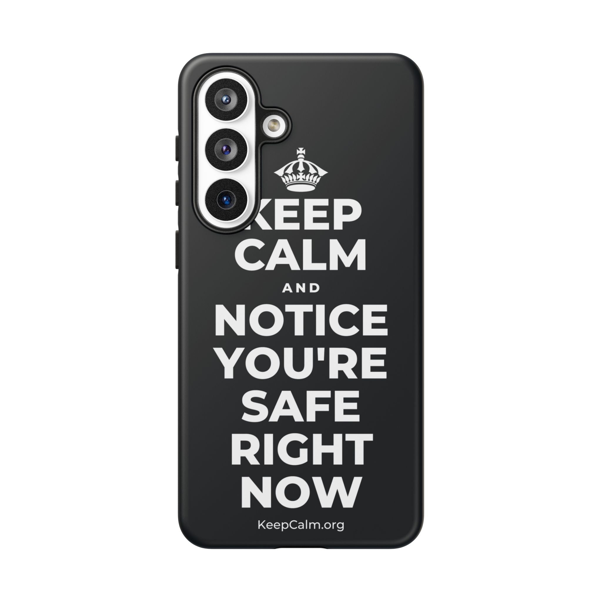 KEEP CALM AND NOTICE YOU'RE SAFE RIGHT NOW Phone Case (Dark)