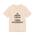 KEEP CALM AND FREE YOURSELF T-Shirt (Soft Cream–Heather Mauve)