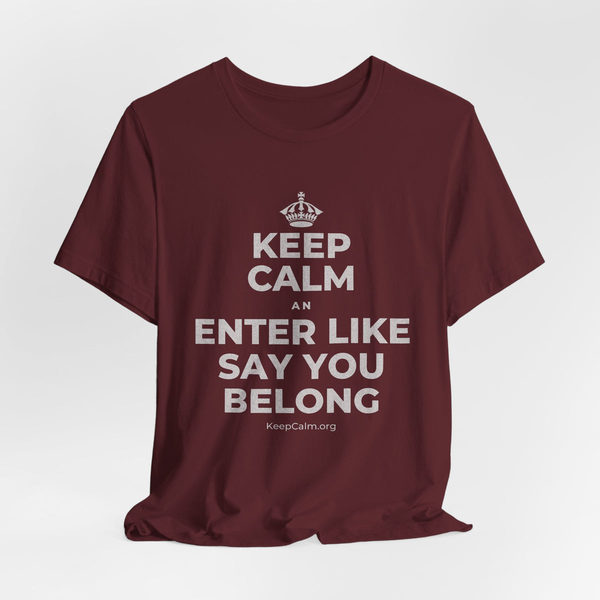 KEEP CALM AN ENTER LIKE SAY YOU BELONG T-Shirt (Baby Blue–Silver)