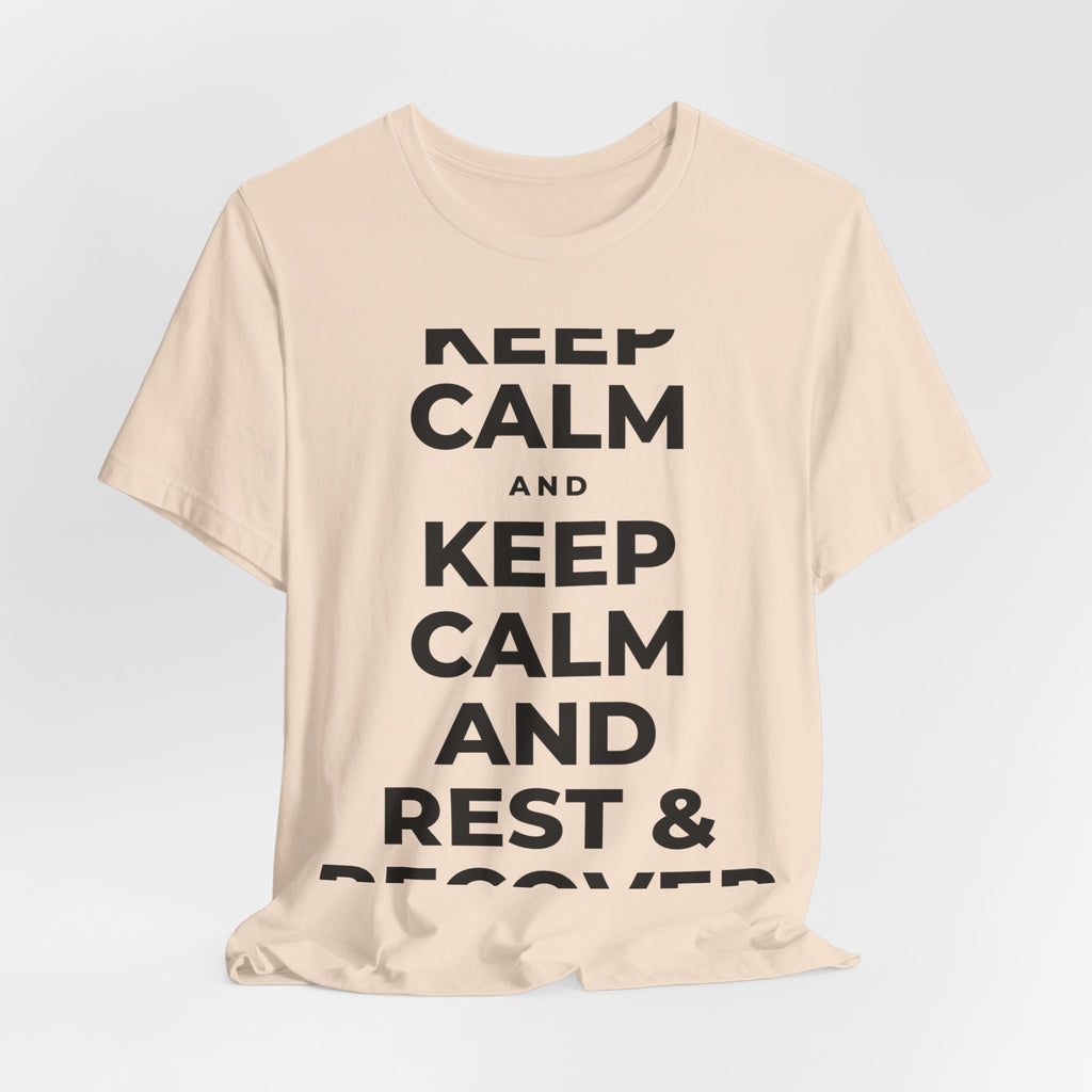 KEEP CALM AND REST & RECOVER T-Shirt (Soft Cream–Heather Mauve)