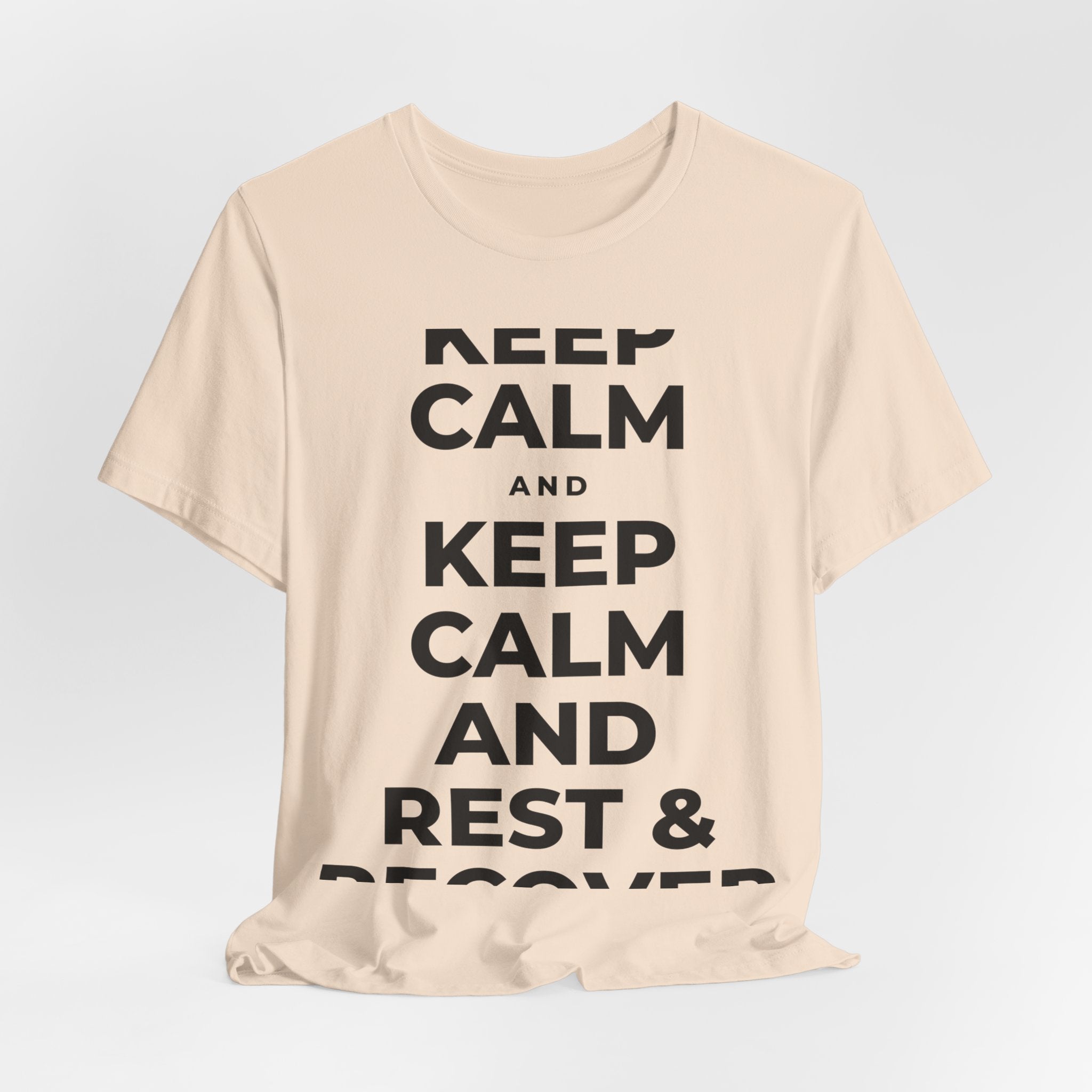 KEEP CALM AND REST & RECOVER T-Shirt (Soft Cream–Heather Mauve)