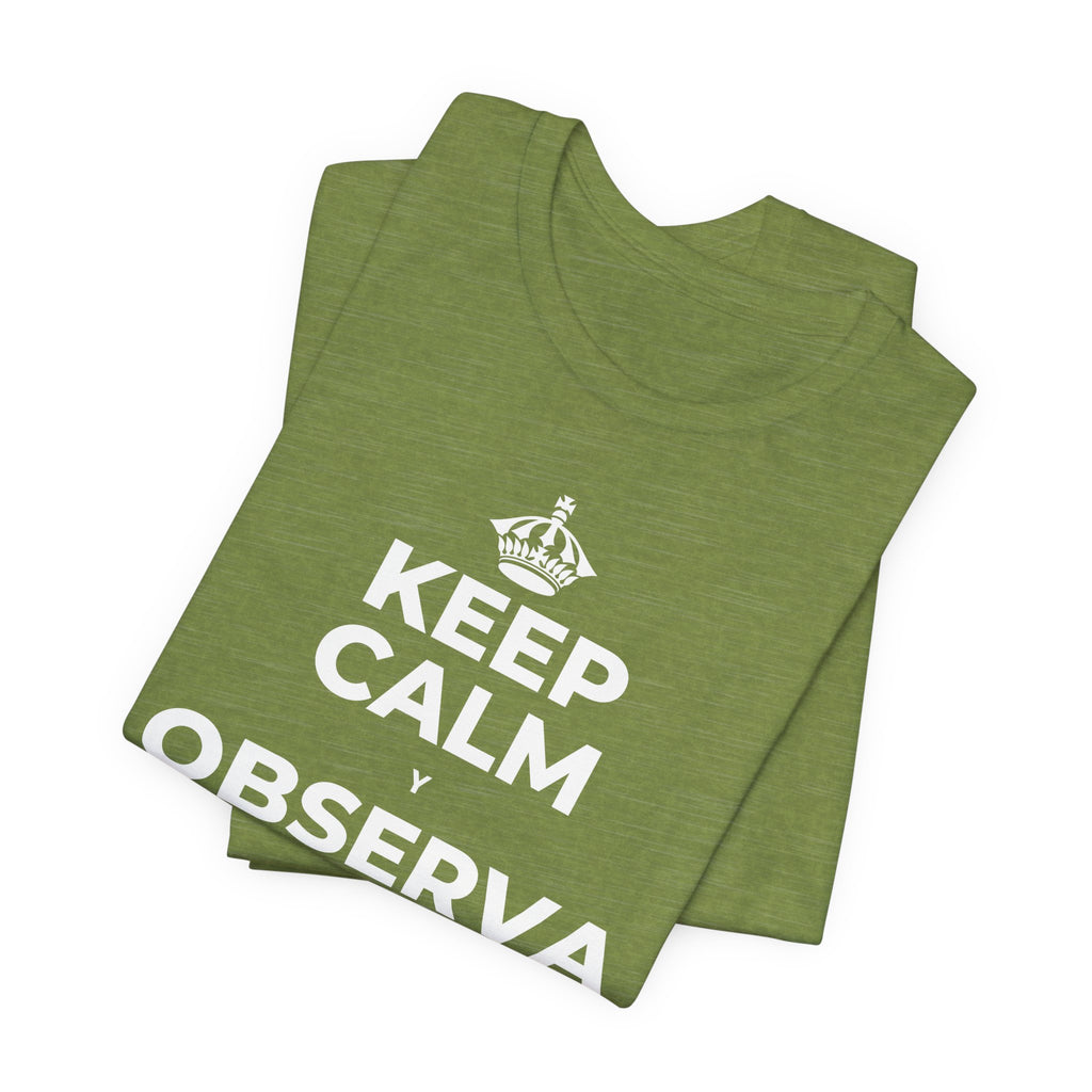 KEEP CALM Y OBSERVA CÓMO TODO FLORECE T-Shirt (Baby Blue–Silver)