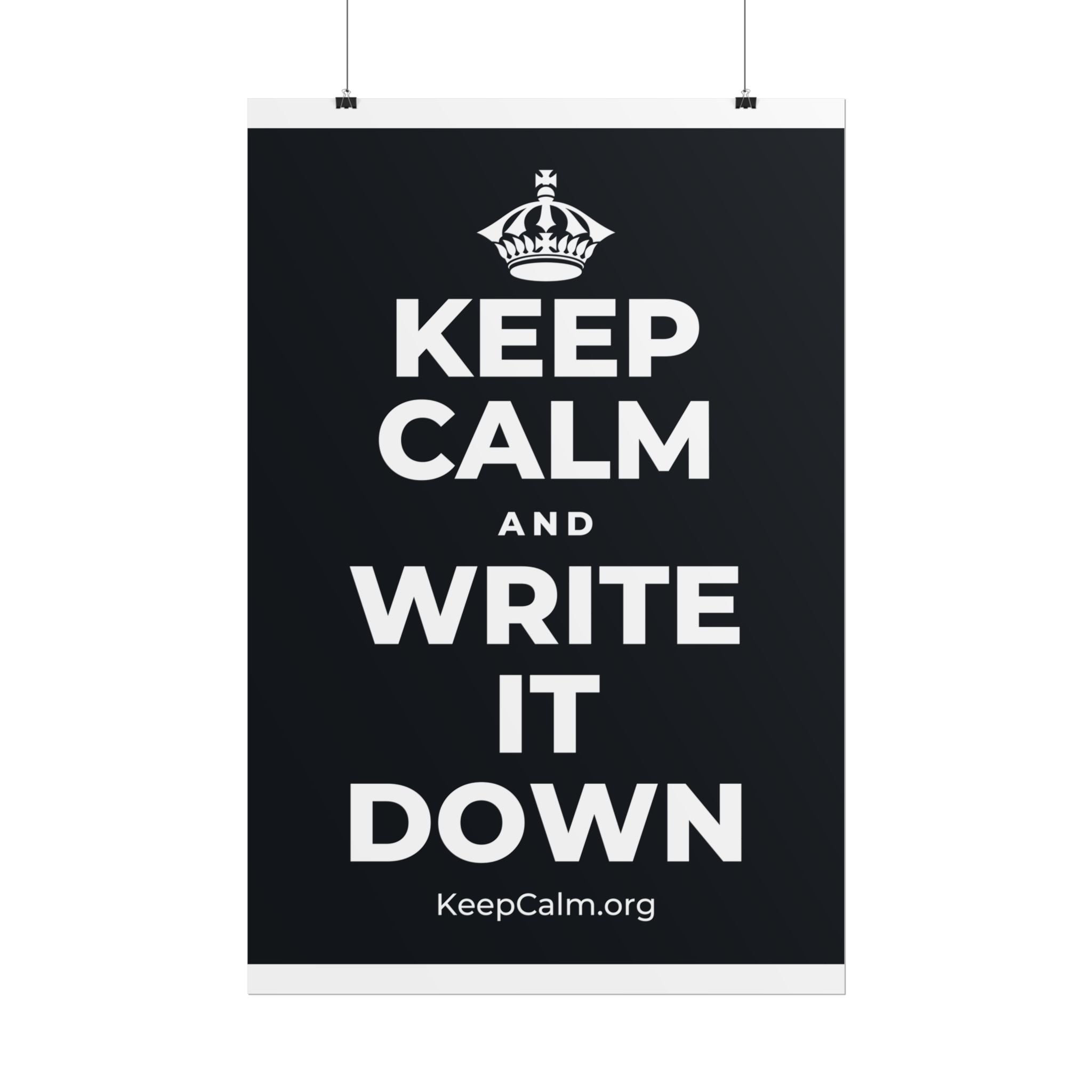 KEEP CALM AND WRITE IT DOWN Poster (Dark)