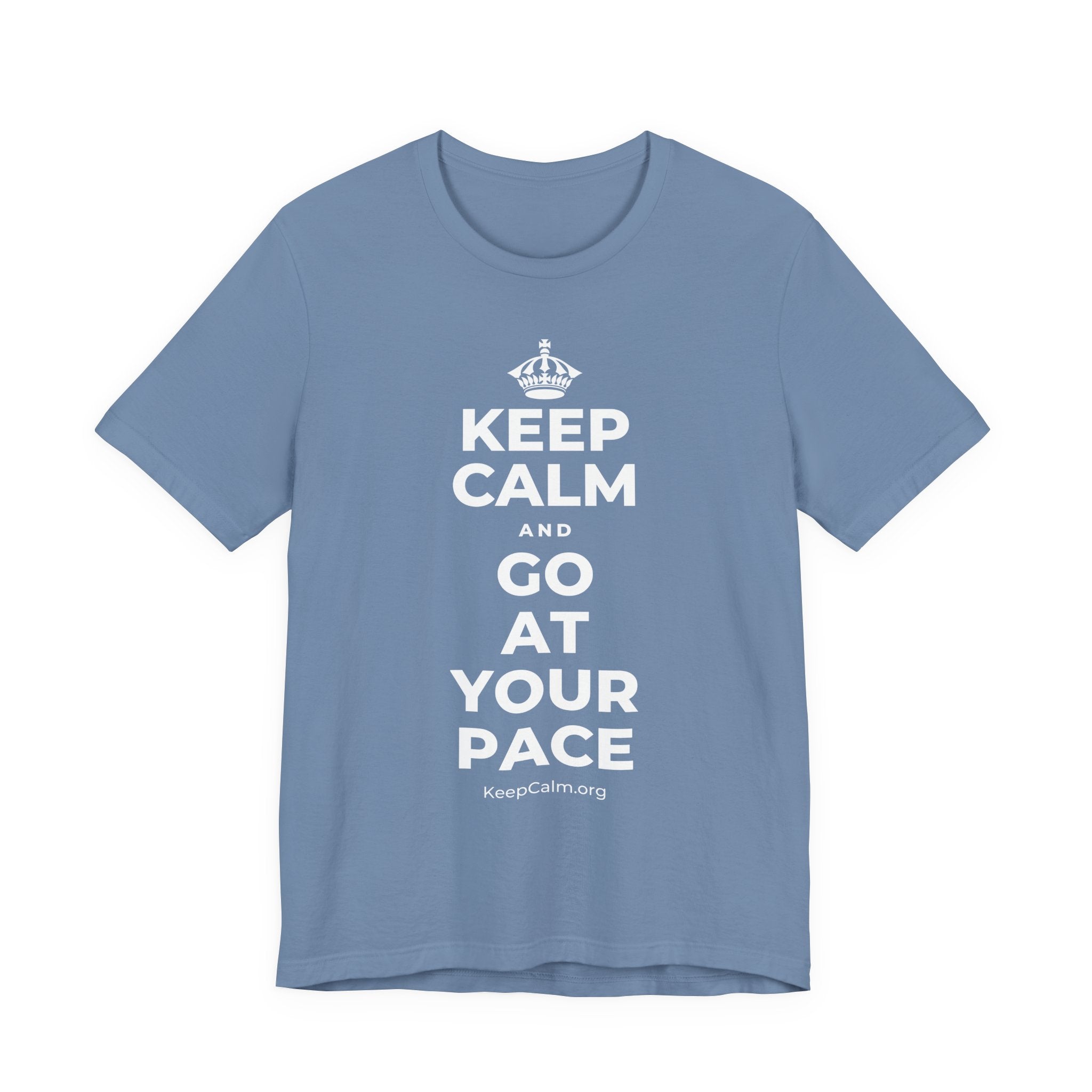 KEEP CALM AND GO AT YOUR PACE T-Shirt (Soft Cream–Heather Mauve)