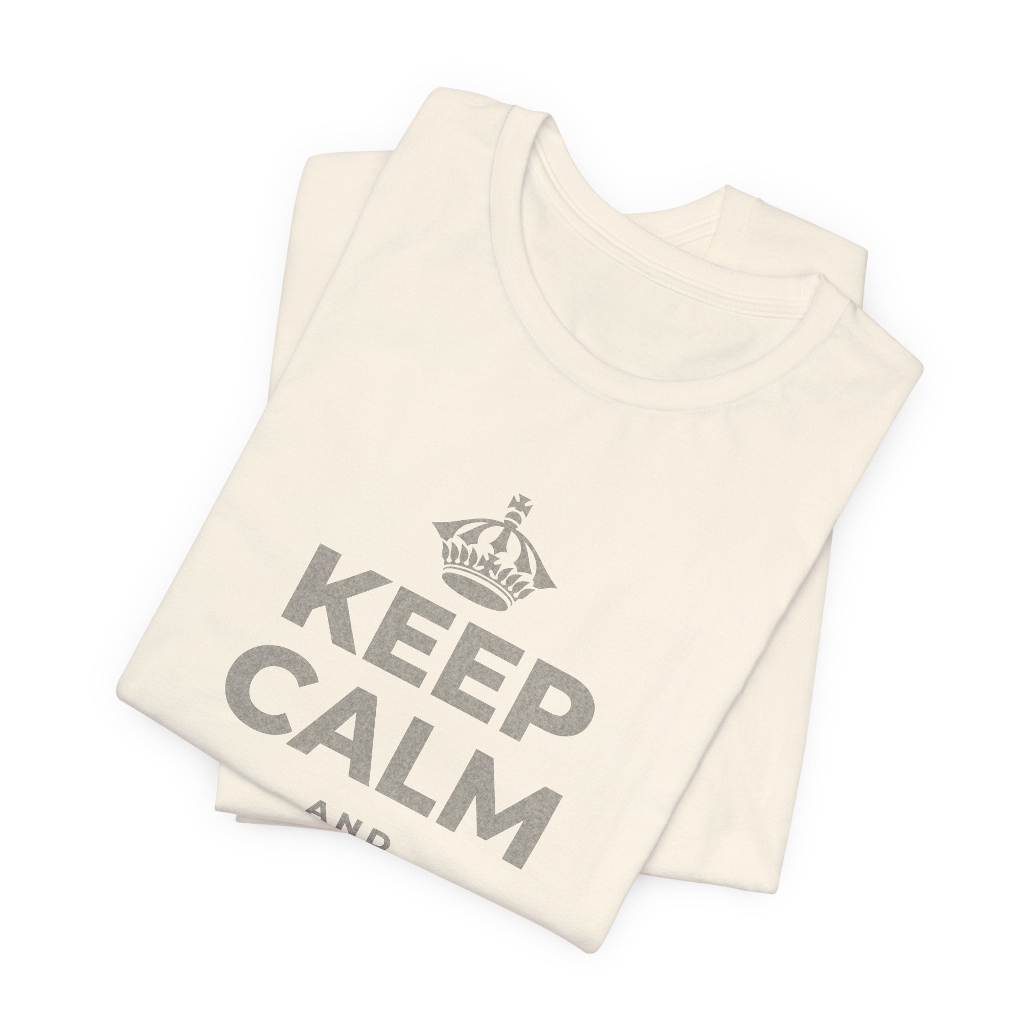 KEEP CALM AND BEGIN AGAIN T-Shirt (White–Asphalt)