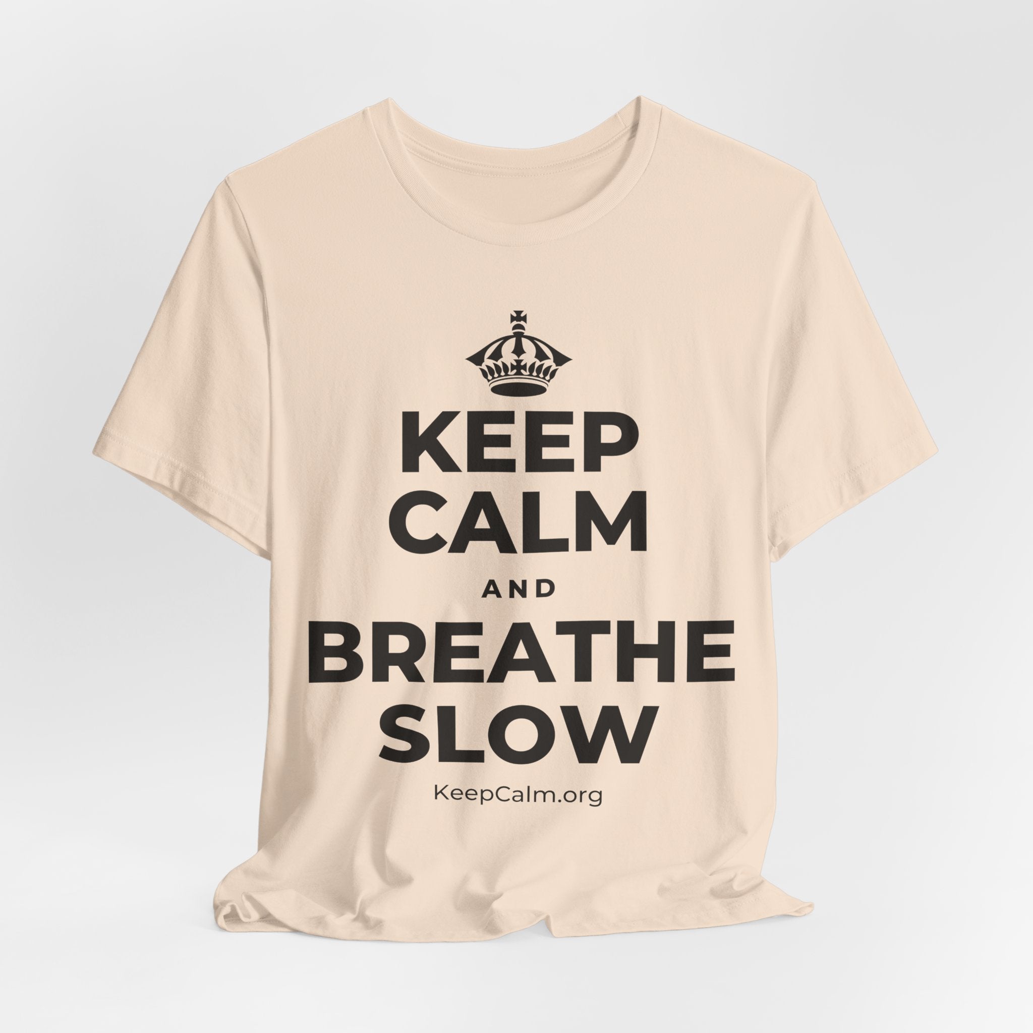 KEEP CALM AND BREATHE SLOW T-Shirt (Soft Cream–Heather Mauve)