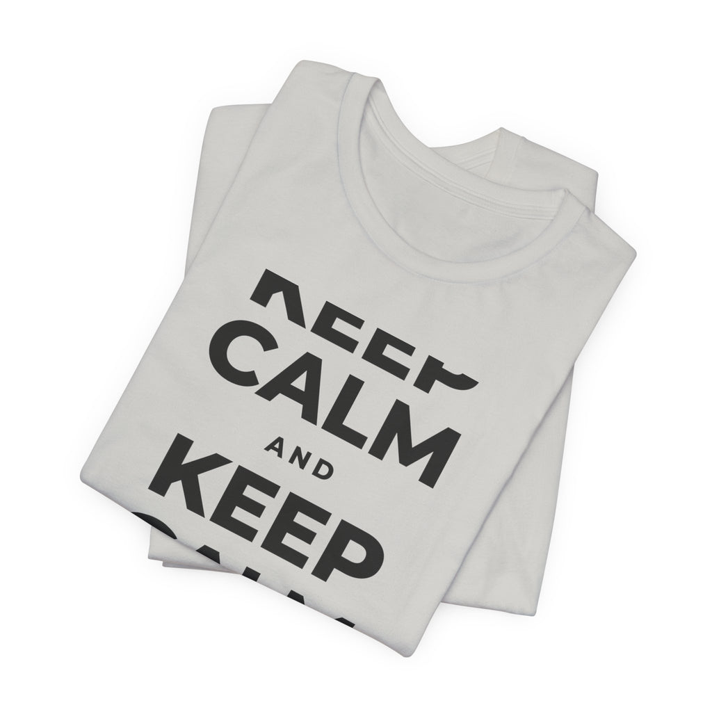 KEEP CALM AND BREATHE SLOWLY T-Shirt (Baby Blue–Silver)