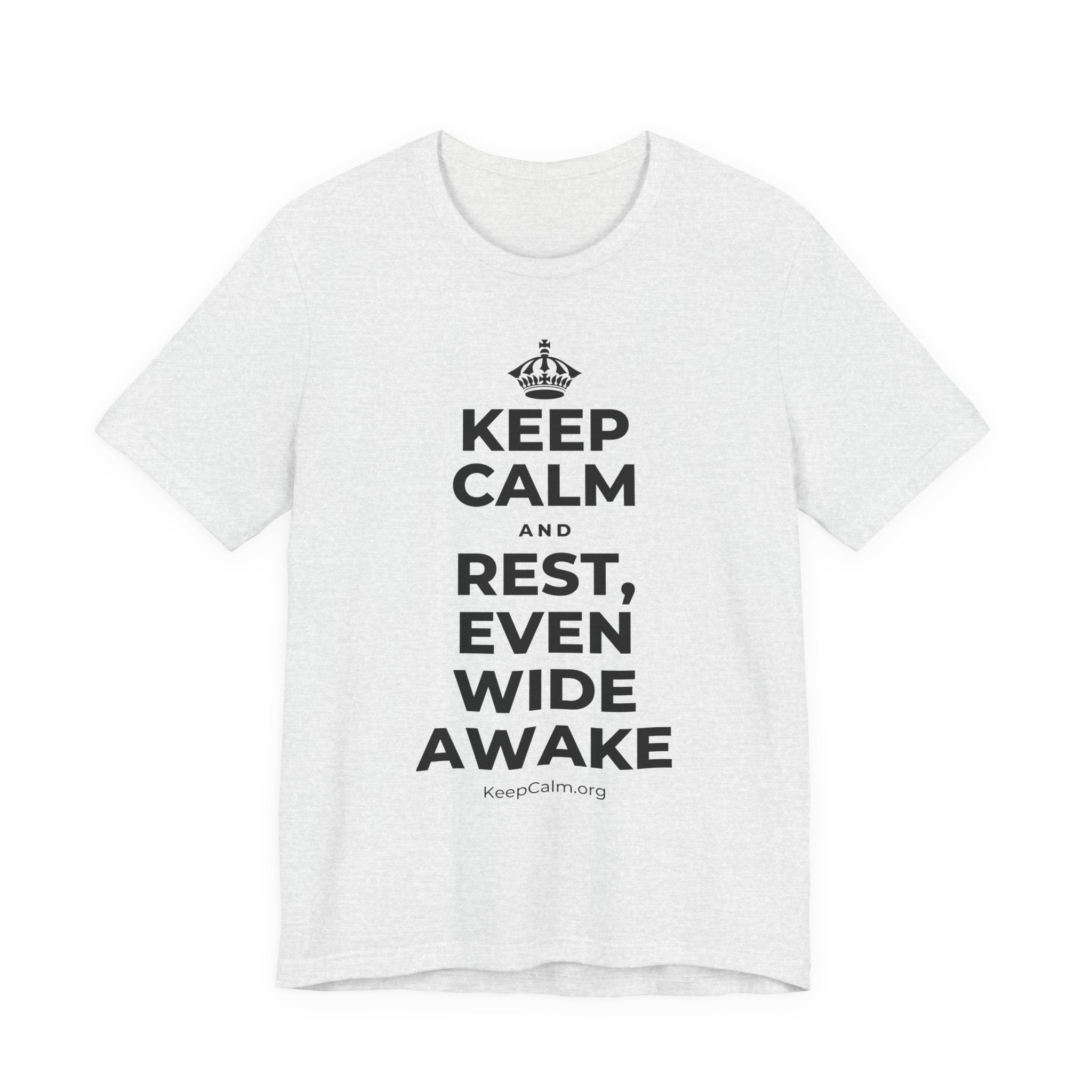 KEEP CALM AND REST, EVEN WIDE AWAKE T-Shirt (Soft Cream–Heather Mauve)