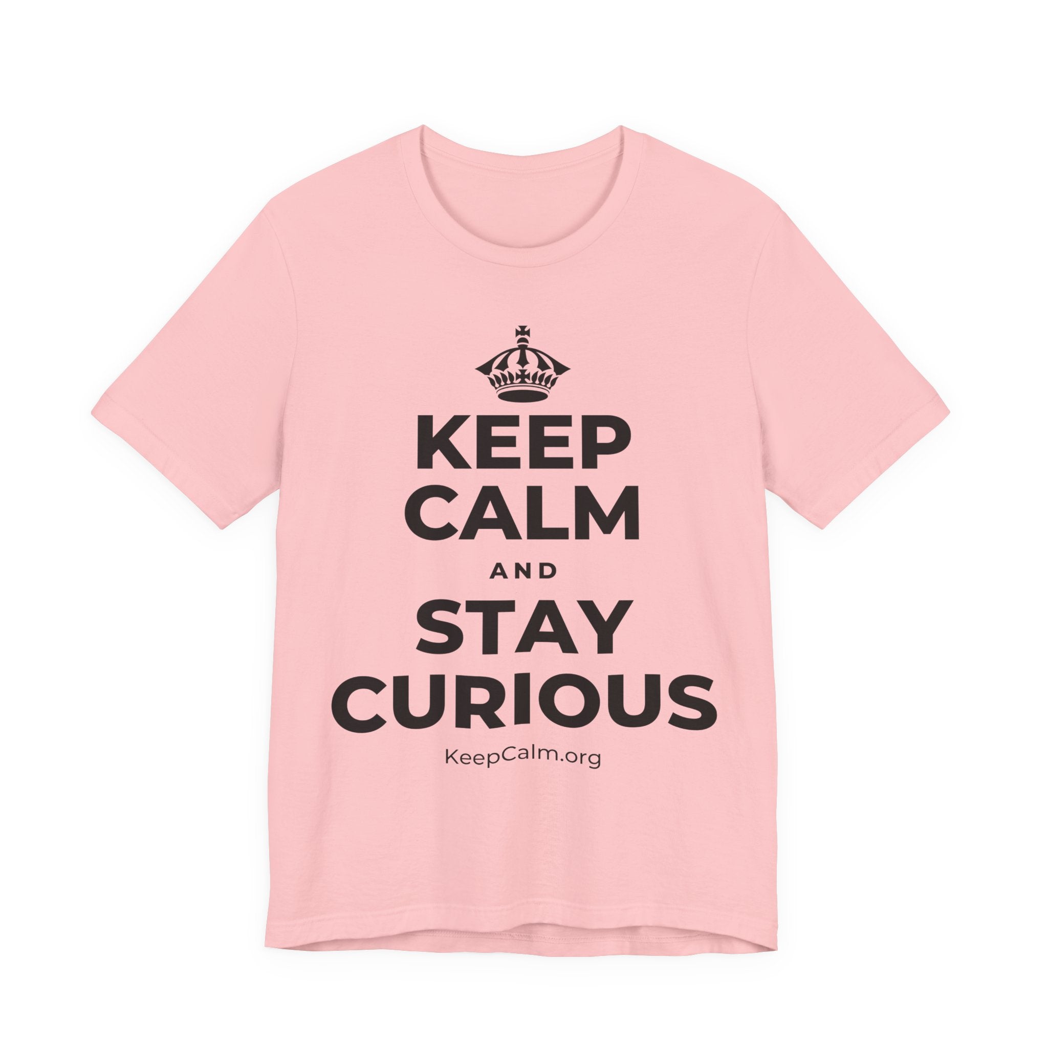 KEEP CALM AND STAY CURIOUS T-Shirt (White–Asphalt)