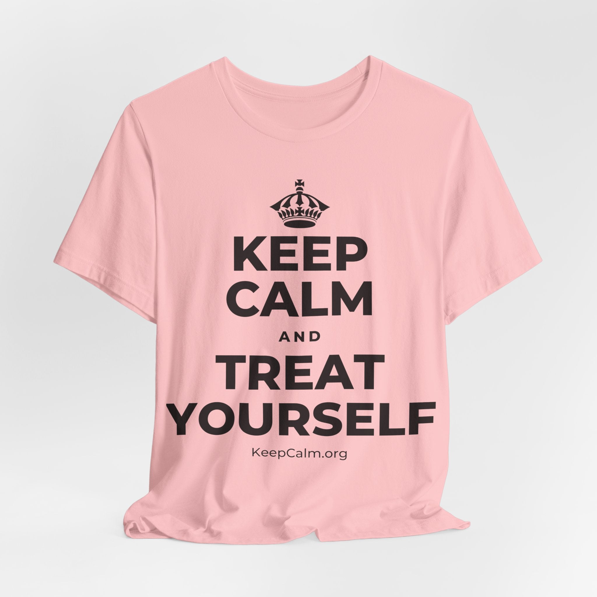 KEEP CALM AND TREAT YOURSELF T-Shirt (White–Asphalt)