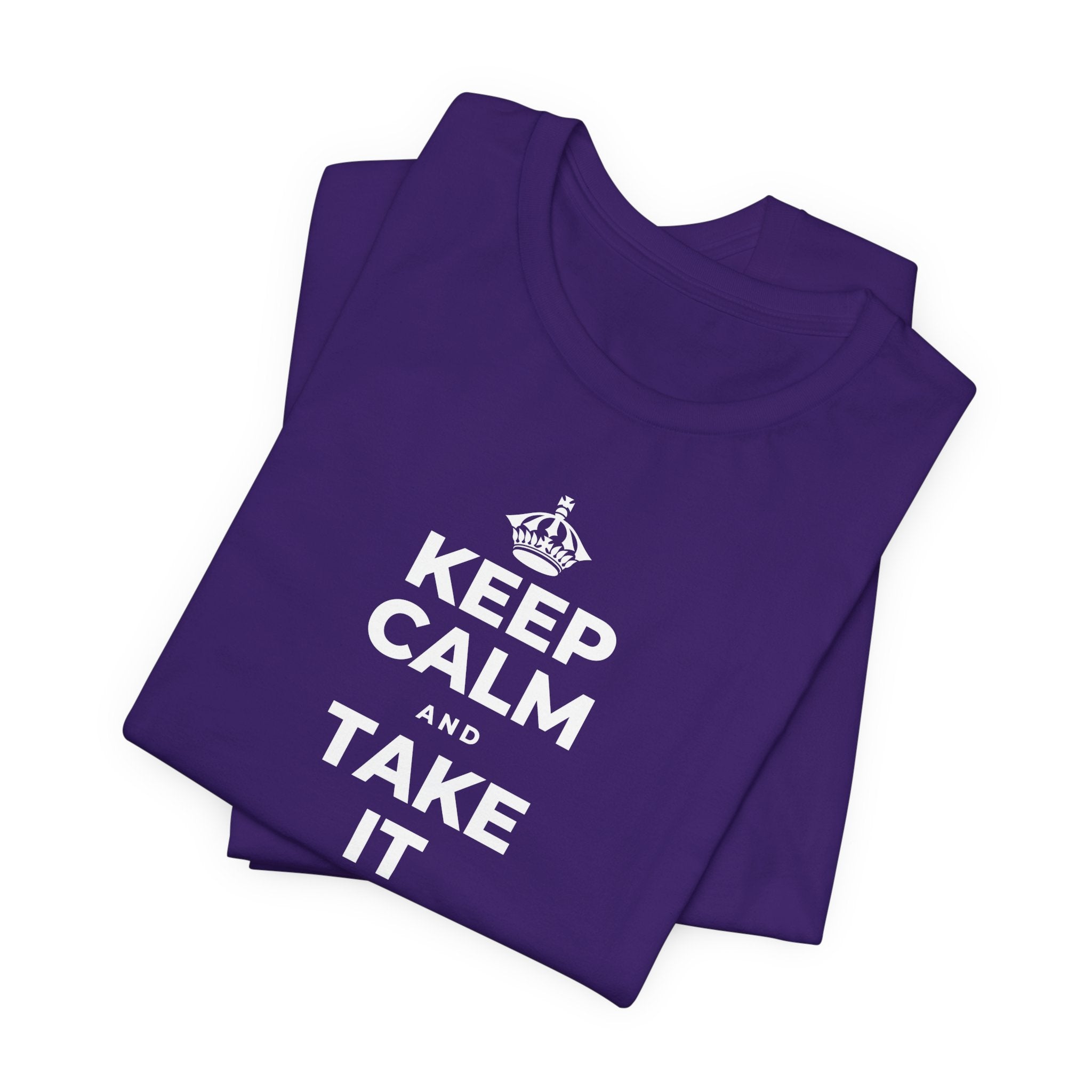 KEEP CALM AND TAKE IT ONE DAY AT A TIME T-Shirt (Soft Cream–Heather Mauve)