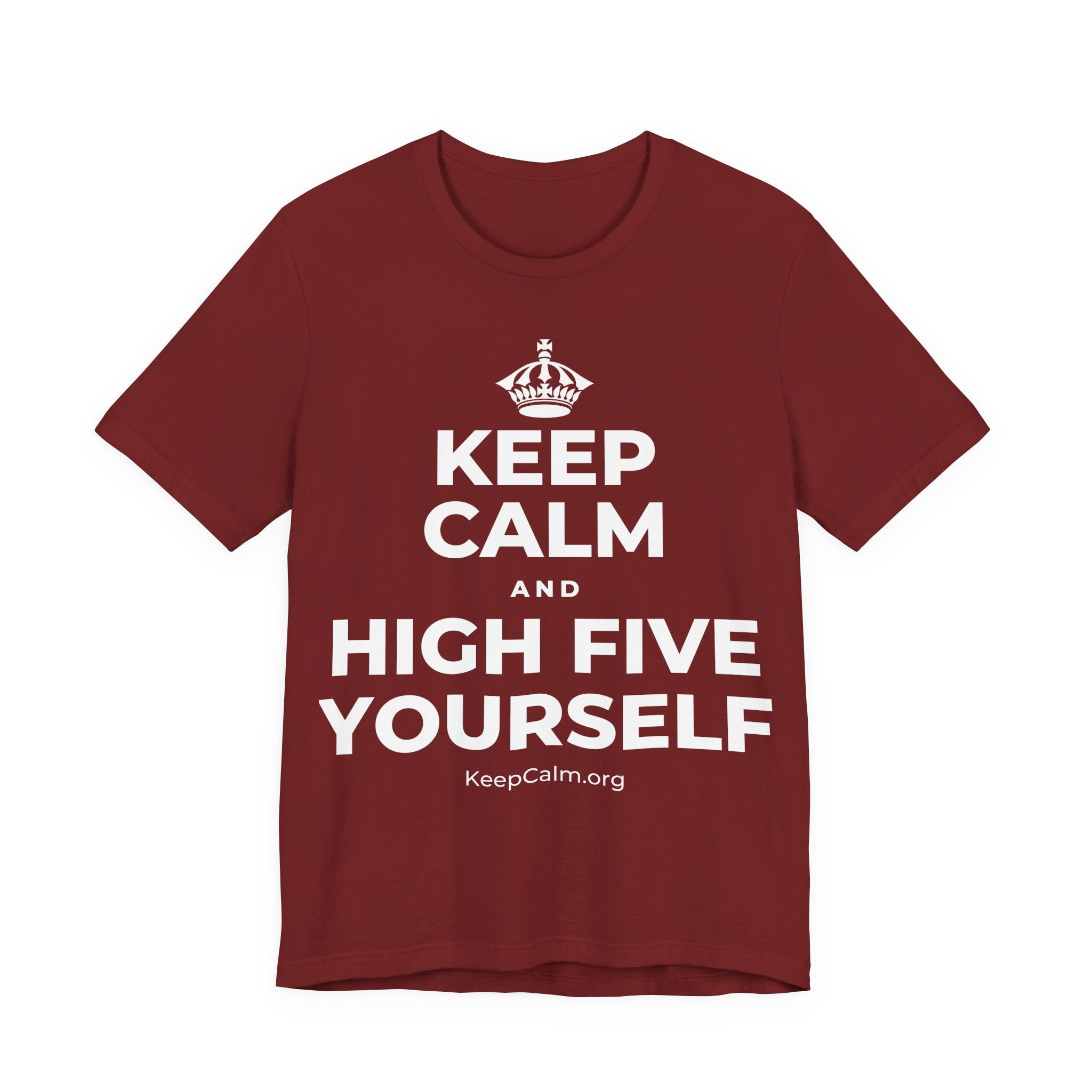 KEEP CALM AND HIGH FIVE YOURSELF T-Shirt (Baby Blue–Silver)