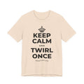 KEEP CALM AND TWIRL ONCE T-Shirt (Soft Cream–Heather Mauve)