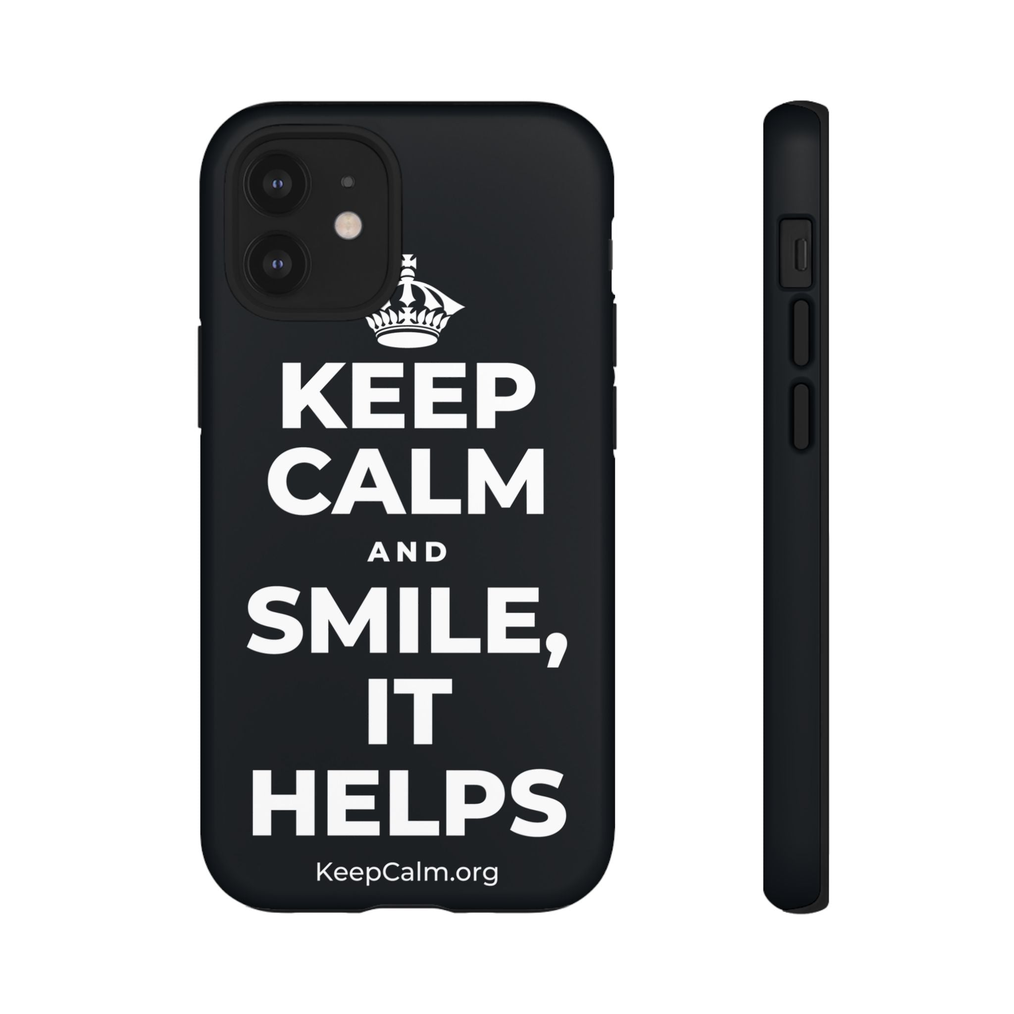 KEEP CALM AND SMILE, IT HELPS Phone Case (Dark)