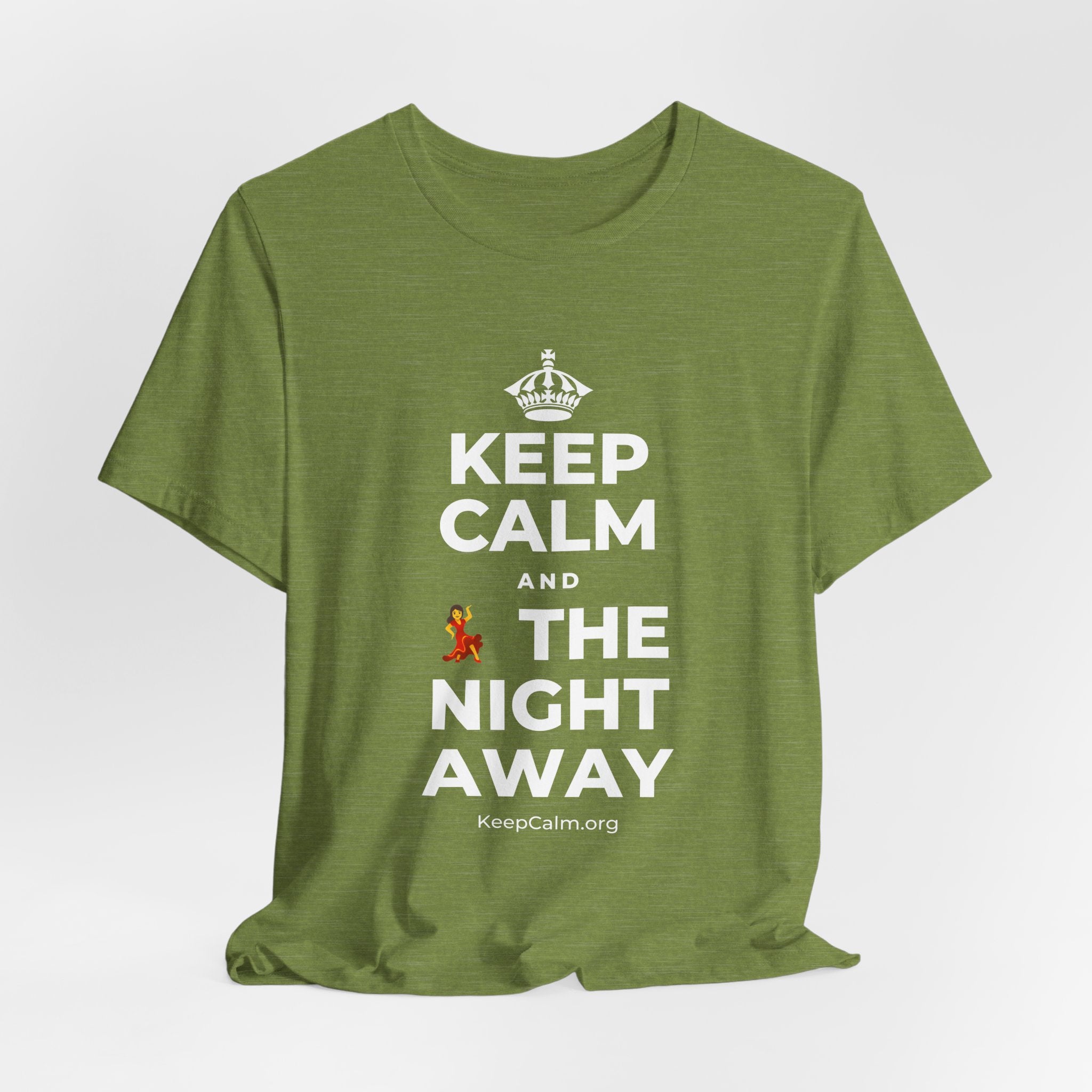 KEEP CALM AND 💃 THE NIGHT AWAY T-Shirt (Baby Blue–Silver)