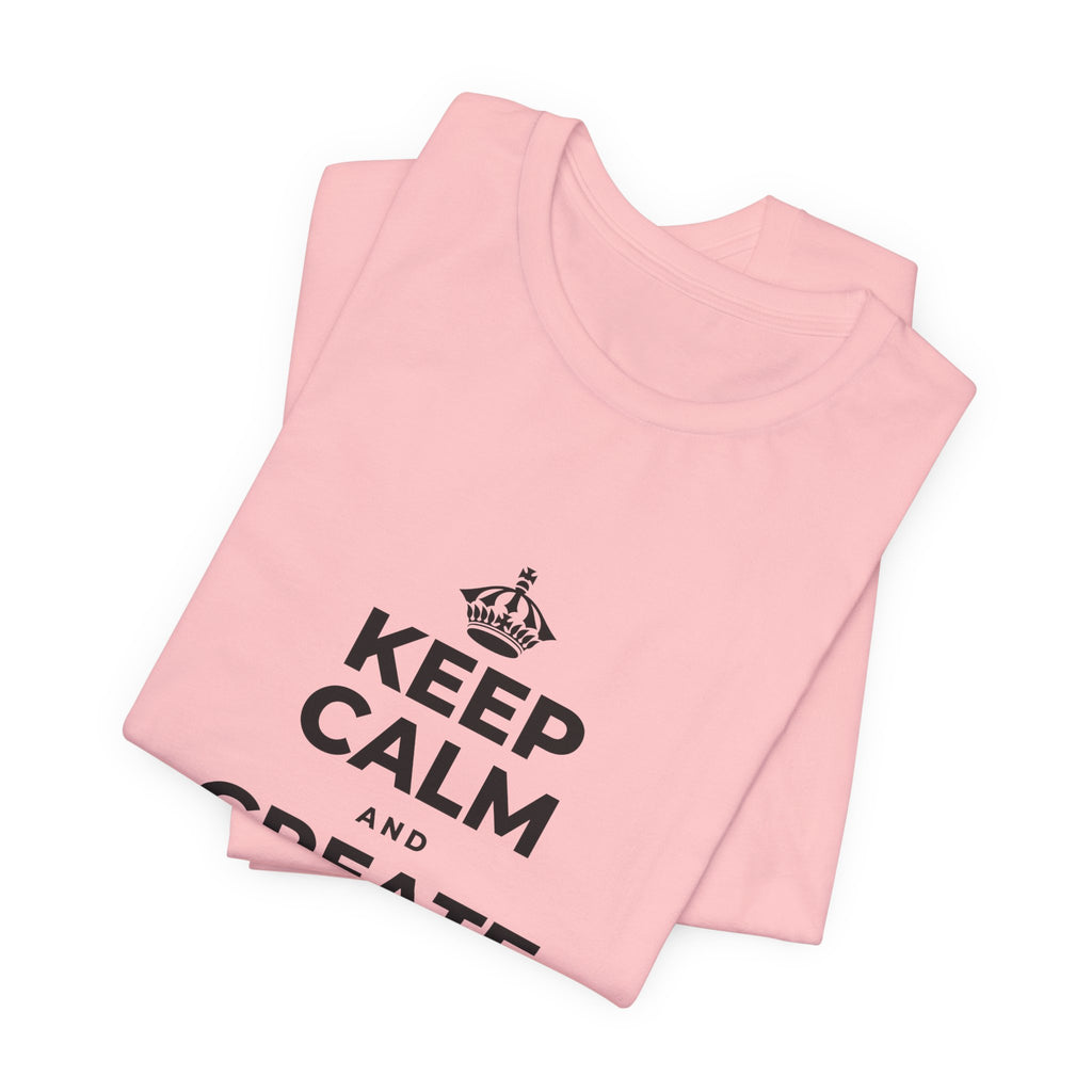 KEEP CALM AND CREATE WITH HIGGSFIELD T-Shirt (White–Asphalt)