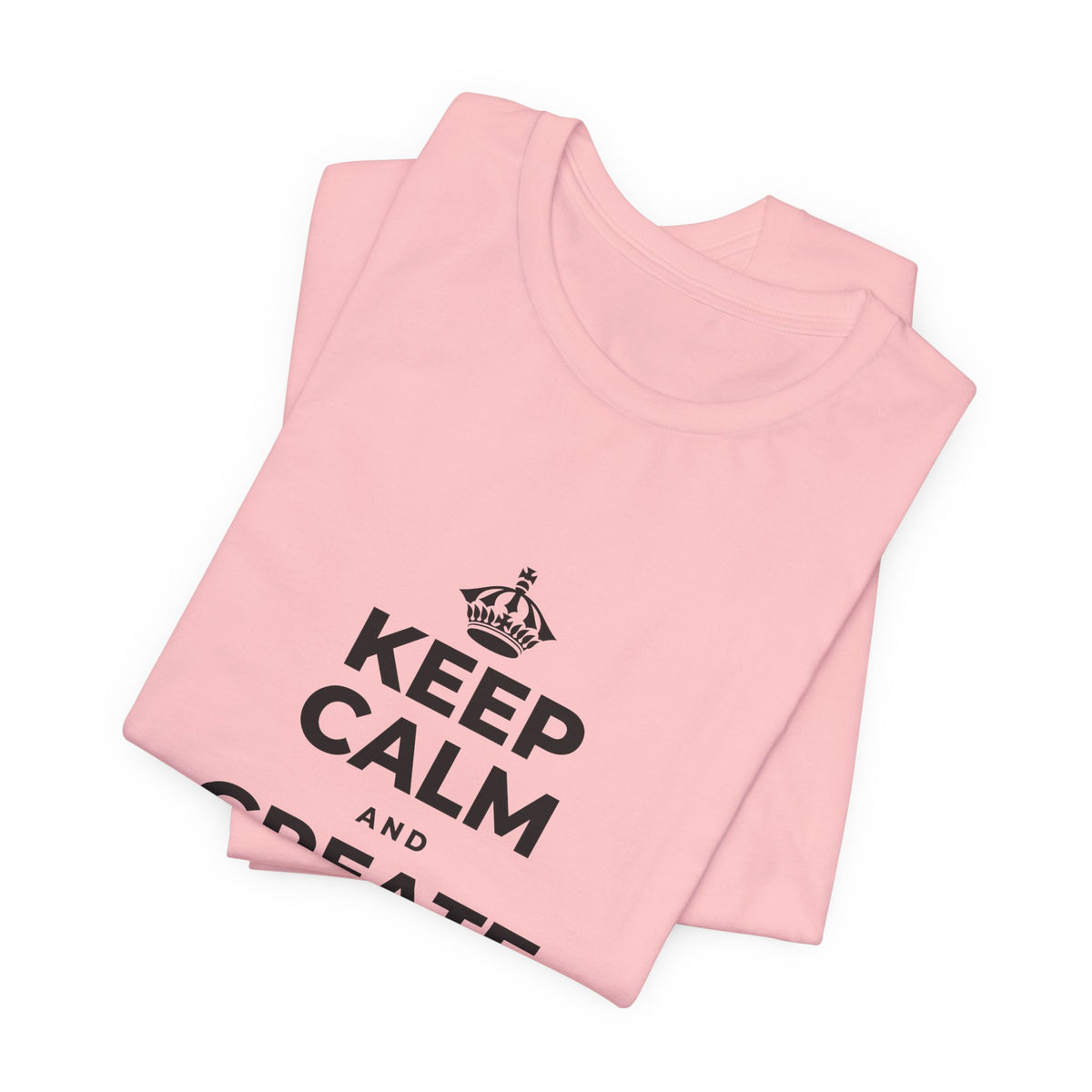 KEEP CALM AND CREATE WITH HIGGSFIELD T-Shirt (White–Asphalt)