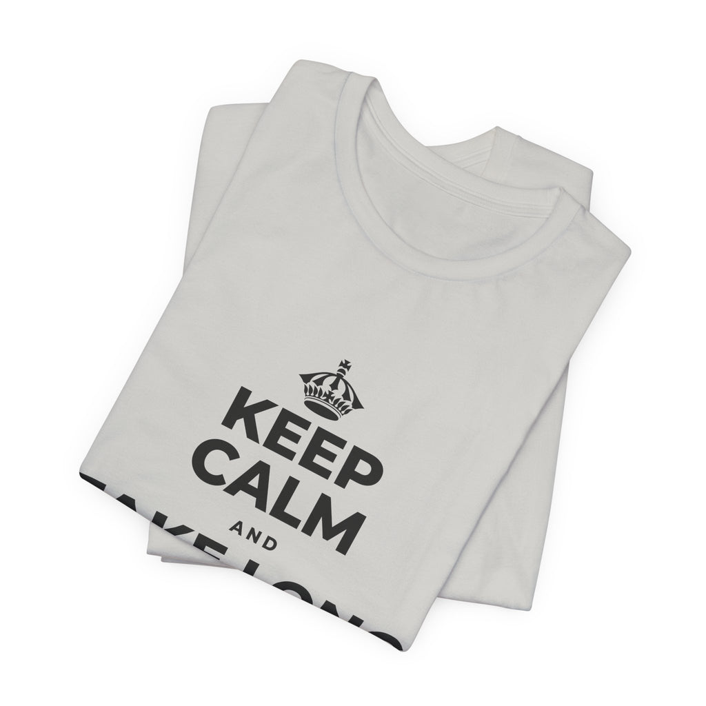KEEP CALM AND TAKE LONG WALKS ON THE BEACH T-Shirt (Baby Blue–Silver)