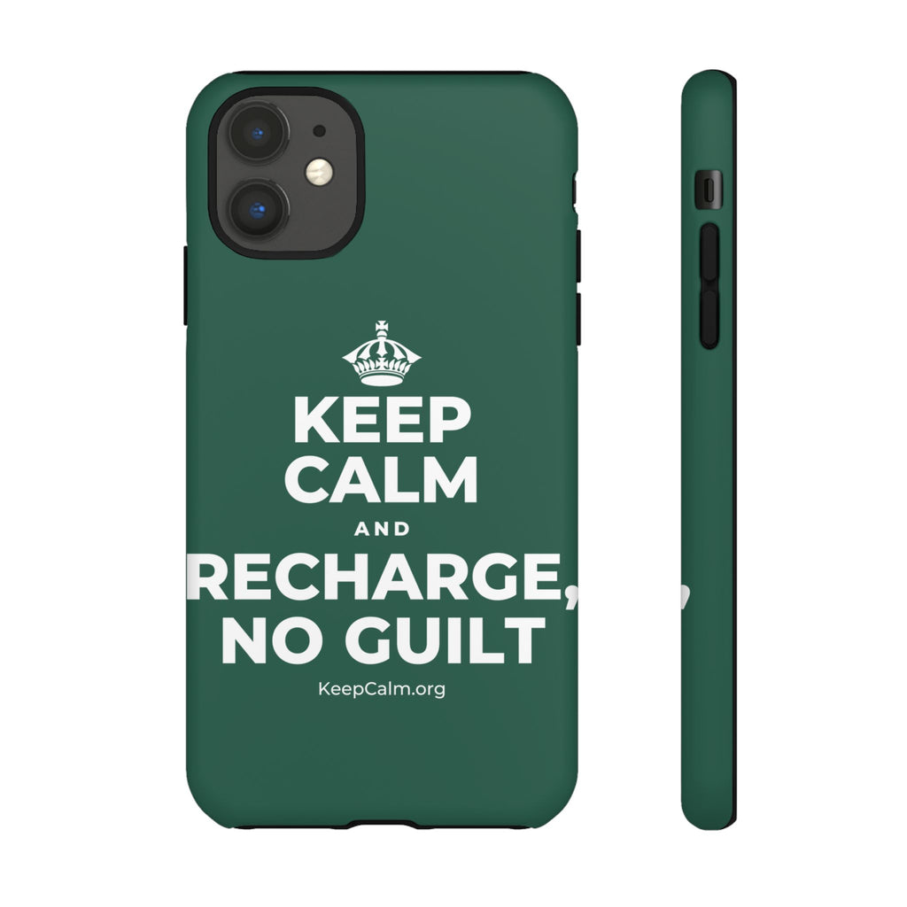 KEEP CALM AND RECHARGE, NO GUILT Phone Case